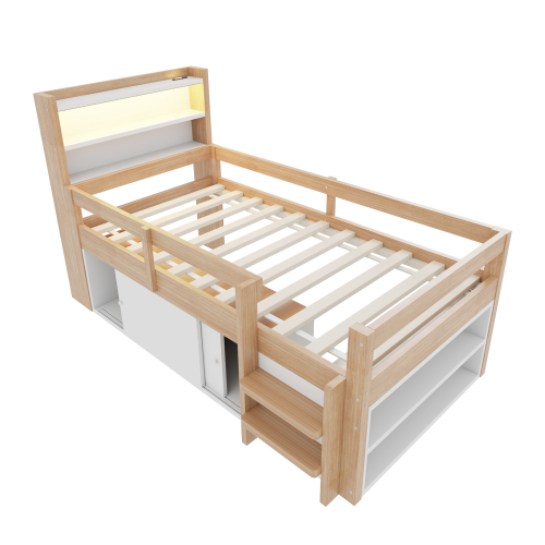 Structure en pin contreplaqué et MDF du lit multifonction