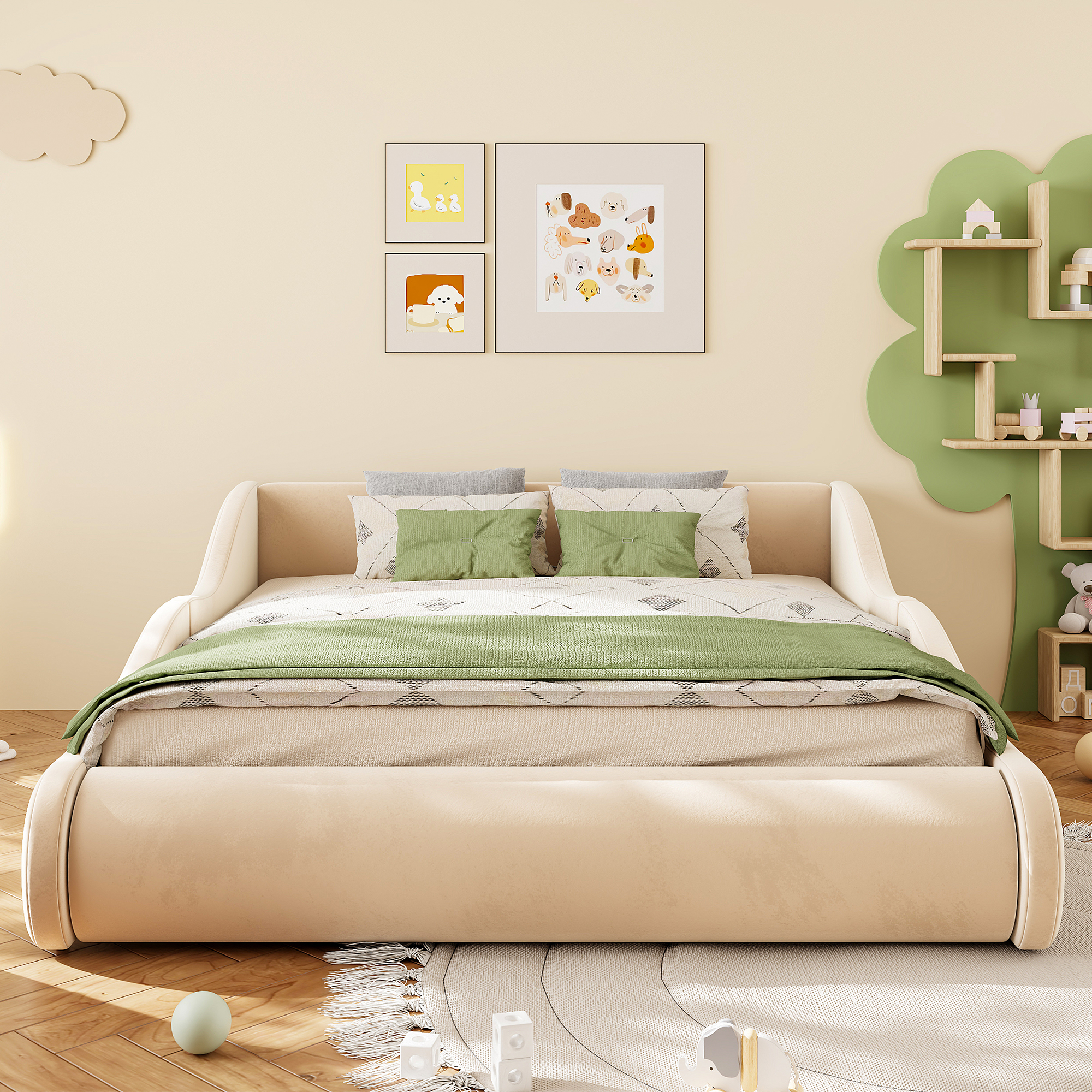 Dimensions du lit enfant rembourré Beige 140 x 200 cm