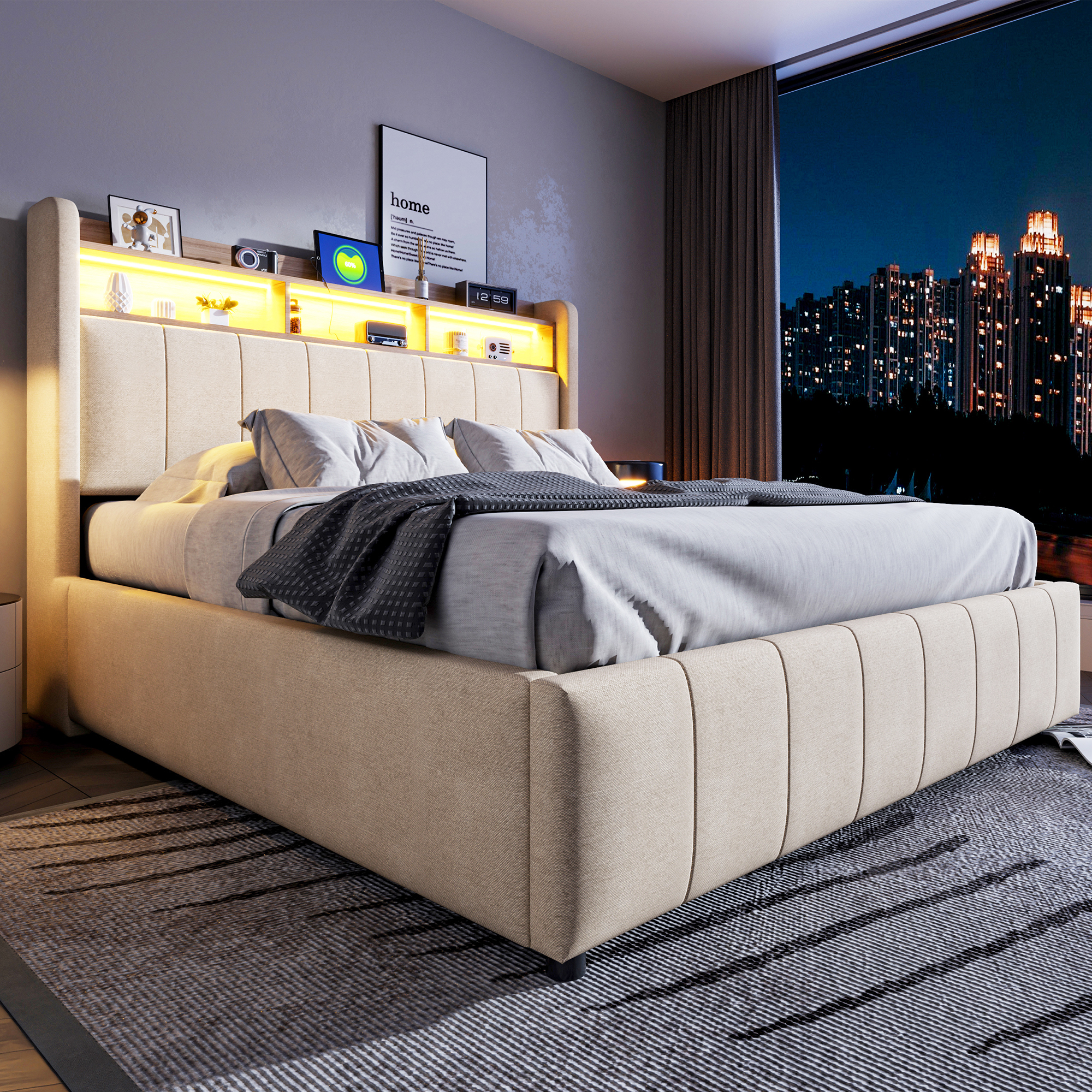 Lit Beige 160 x 200 cm 3