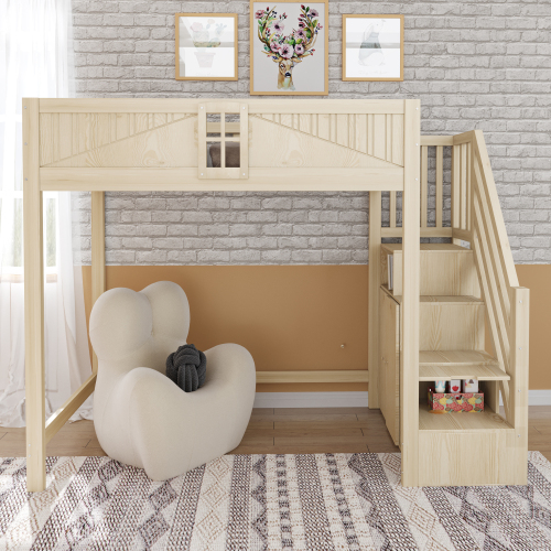 Espace libre sous le lit mezzanine pour bureau ou loisirs