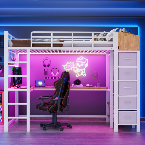 Lit superposé gaming blanc