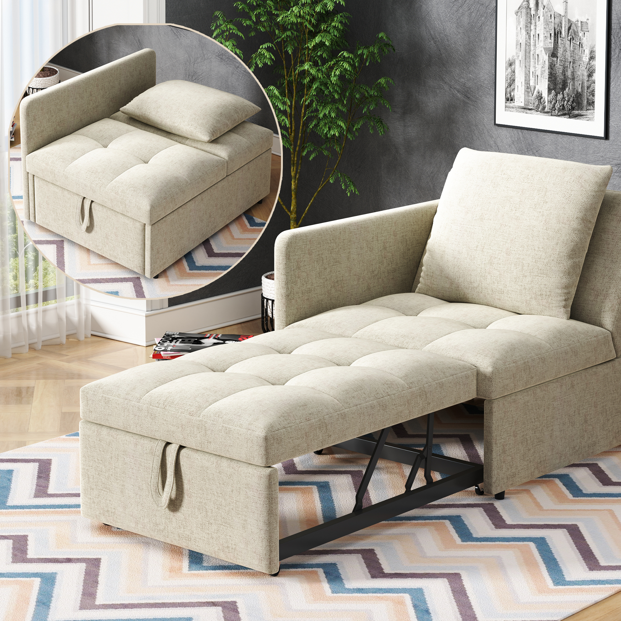 Polsterbett Schlafsofa 3 in 1 Multifunktions-Schla