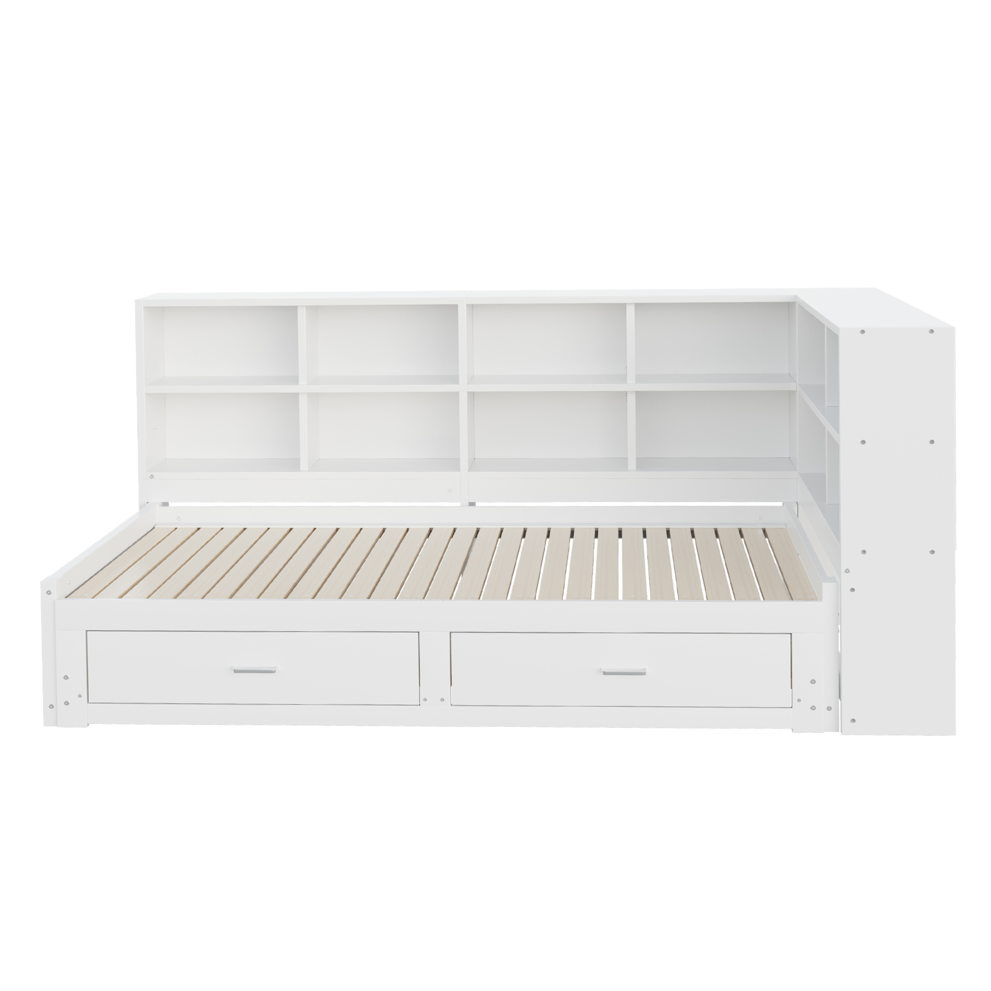 Canapé-lit en bois massif escamotable 90→180×190 cm, prise multifonction, étagères tête + 2 tiroirs, pour salon et chambre, beaucoup de rangement, couchage spacieux, recharge au lit, design moderne, stabilité, fonctionnalité - image 12