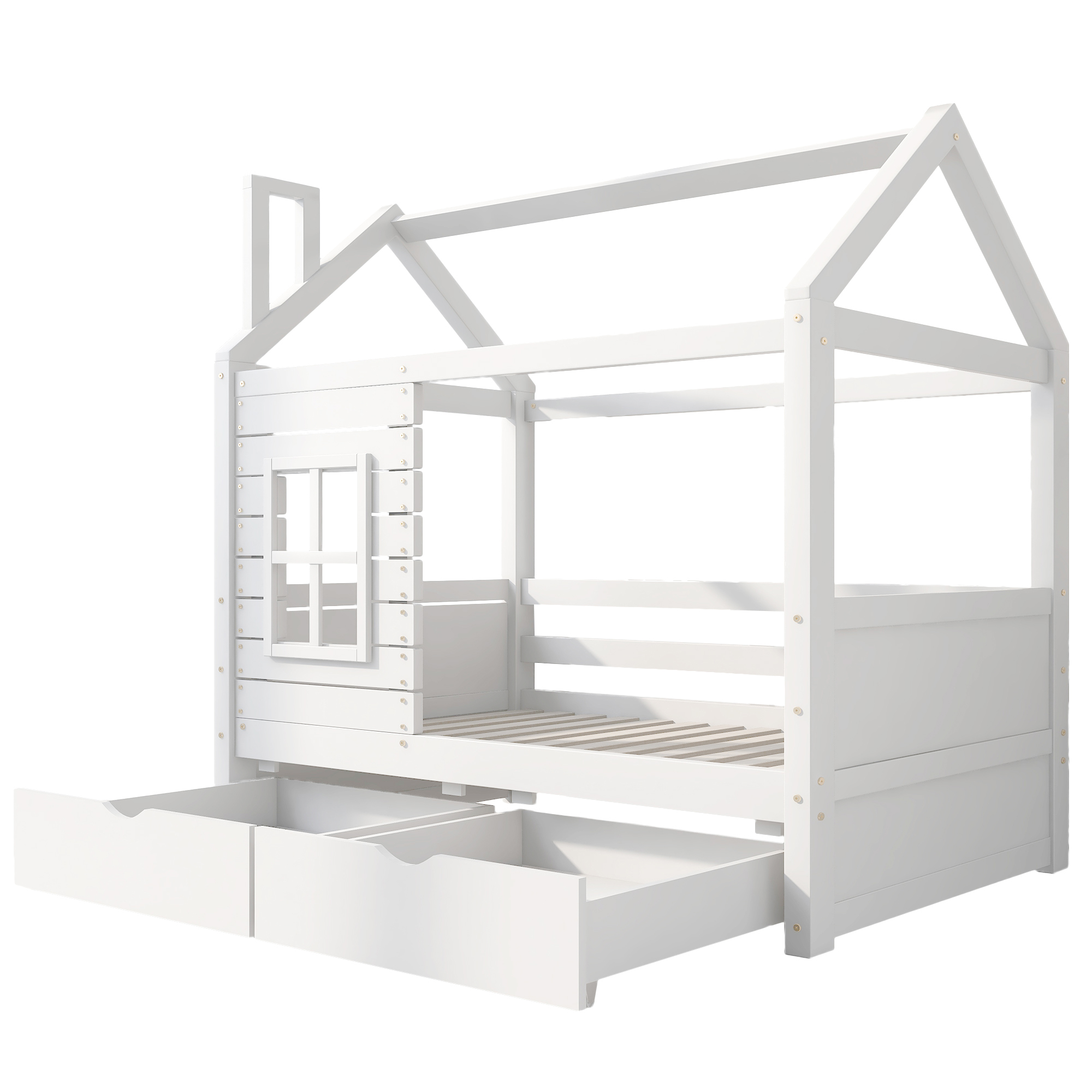 Lit enfant, bois massif, blanc - vue 6