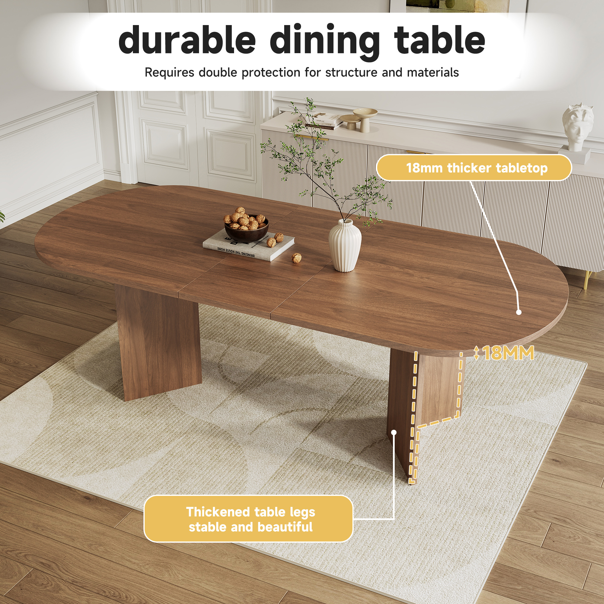 Table à manger pliante et extensible en MDF, plateau 18 mm, 4 à 8 personnes - vue 5