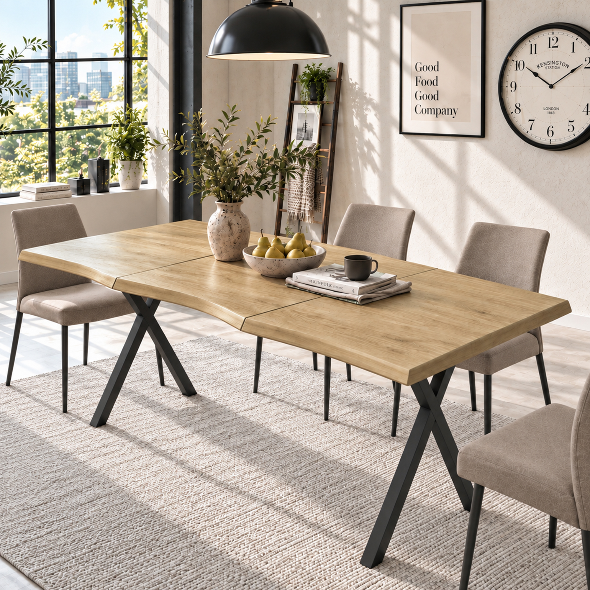 Table à manger, 180 x 78 x 75 cm, bois, bois naturel - vue 2