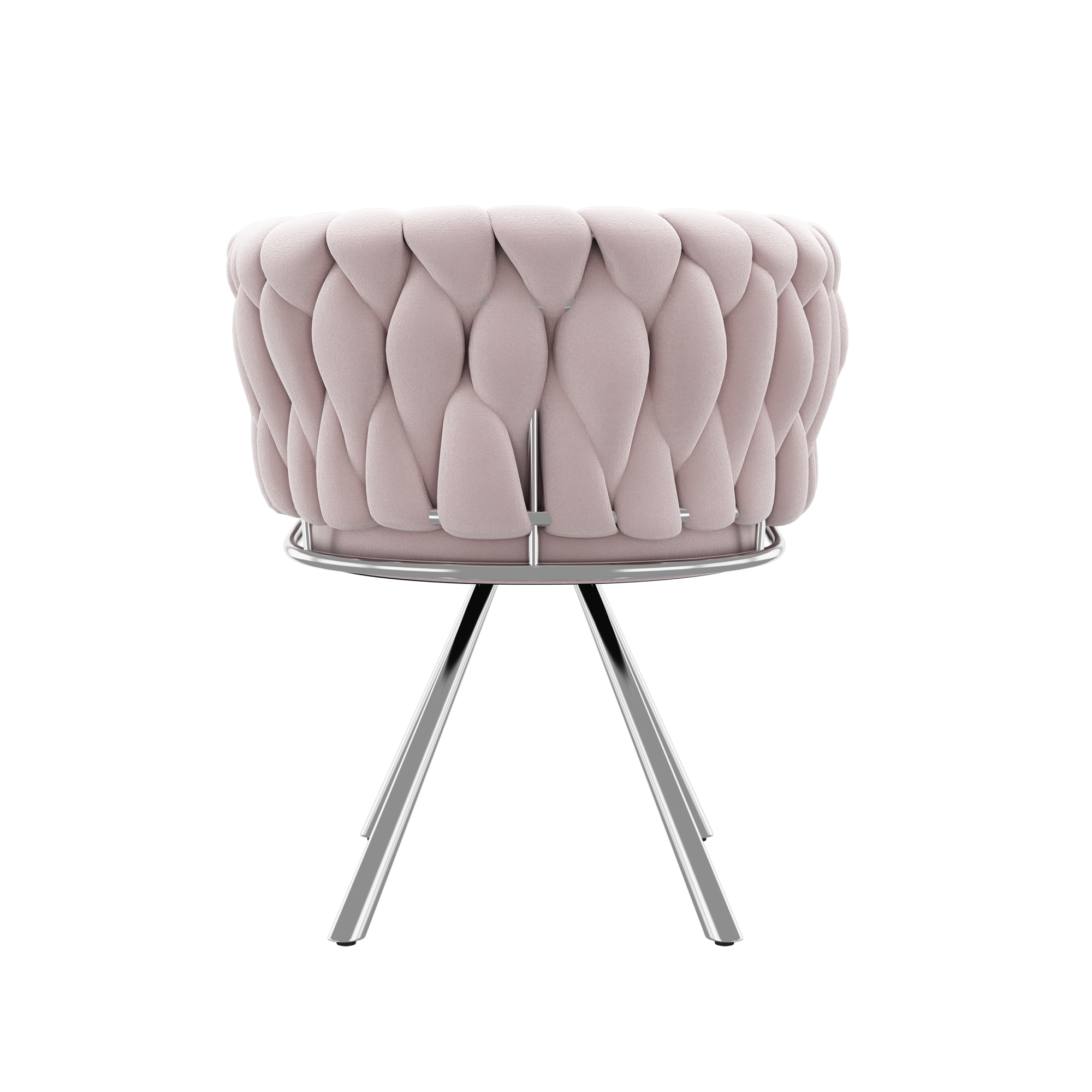 Chaise de salle à manger, 1 pièce, métal et velours, rose - vue 9