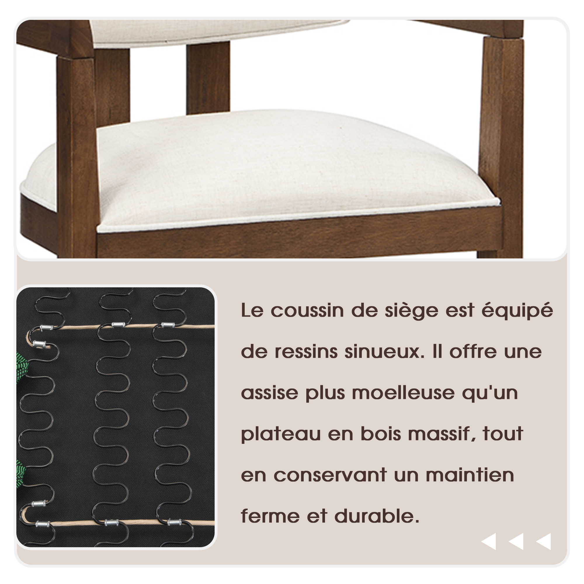 Chaise avec accoudoirs en bois massif, tissu lin naturel, design classique élégant, pour salle à manger et salon, confort supérieur, durabilité, style intemporel, facile montage, stabilité, utilisation polyvalente - image 23