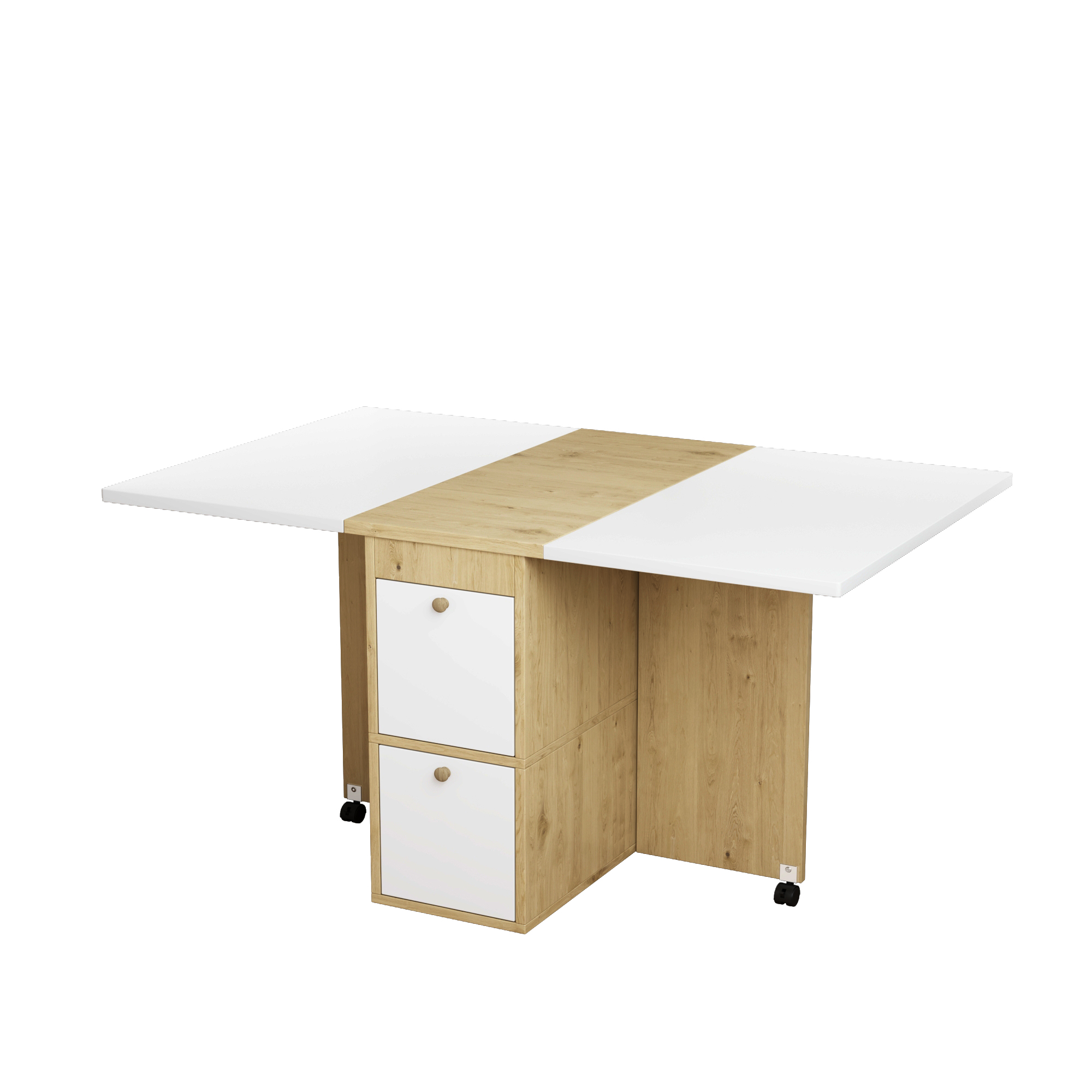 Ensemble table et chaises, 5 pièces, 1 table + 4 chaises, extensible, pliable, 120 x 80 x 75 cm, panneaux de particules, blanc - vue 9