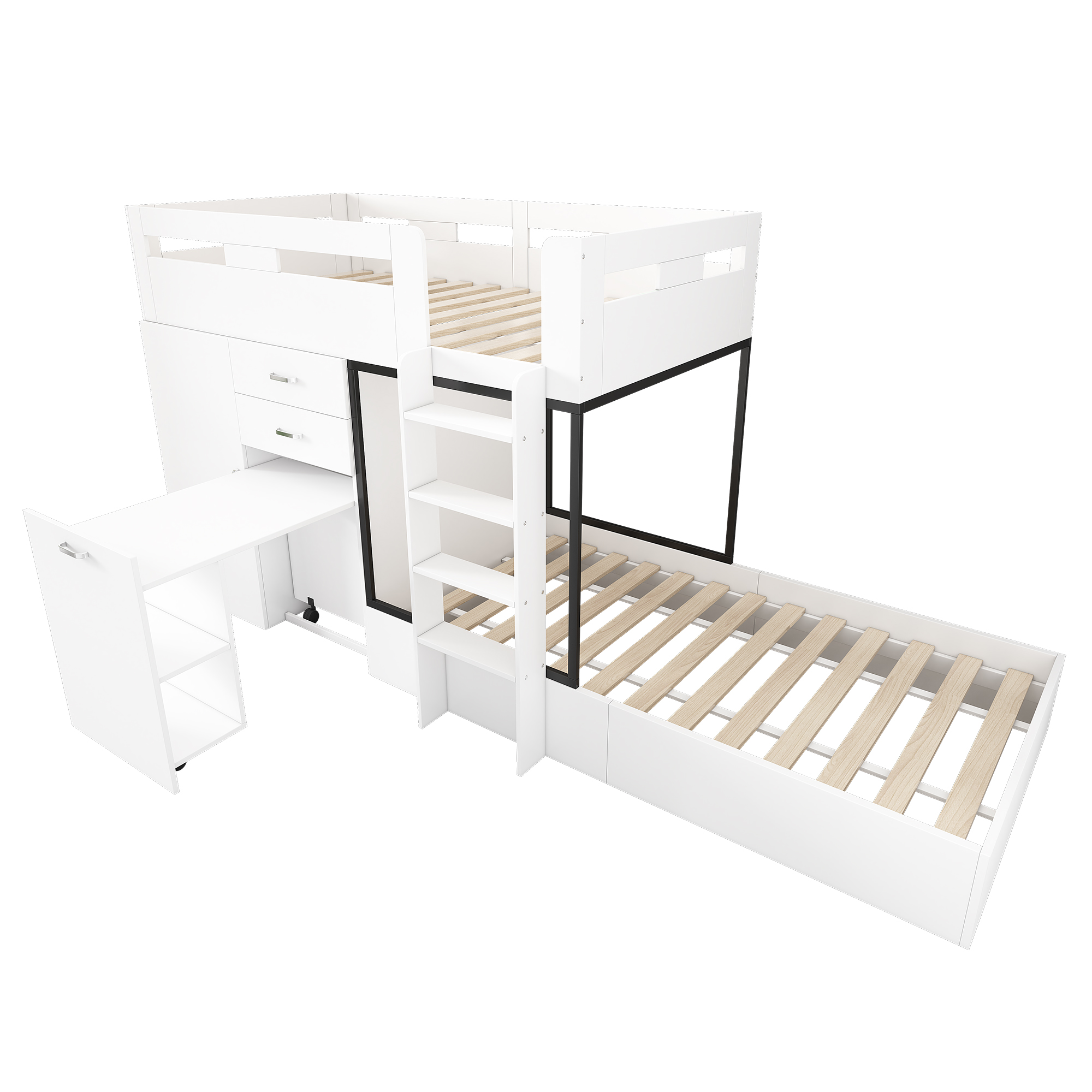 Lit enfant, avec tiroirs, 90 x 200 cm, MDF, blanc - vue 7