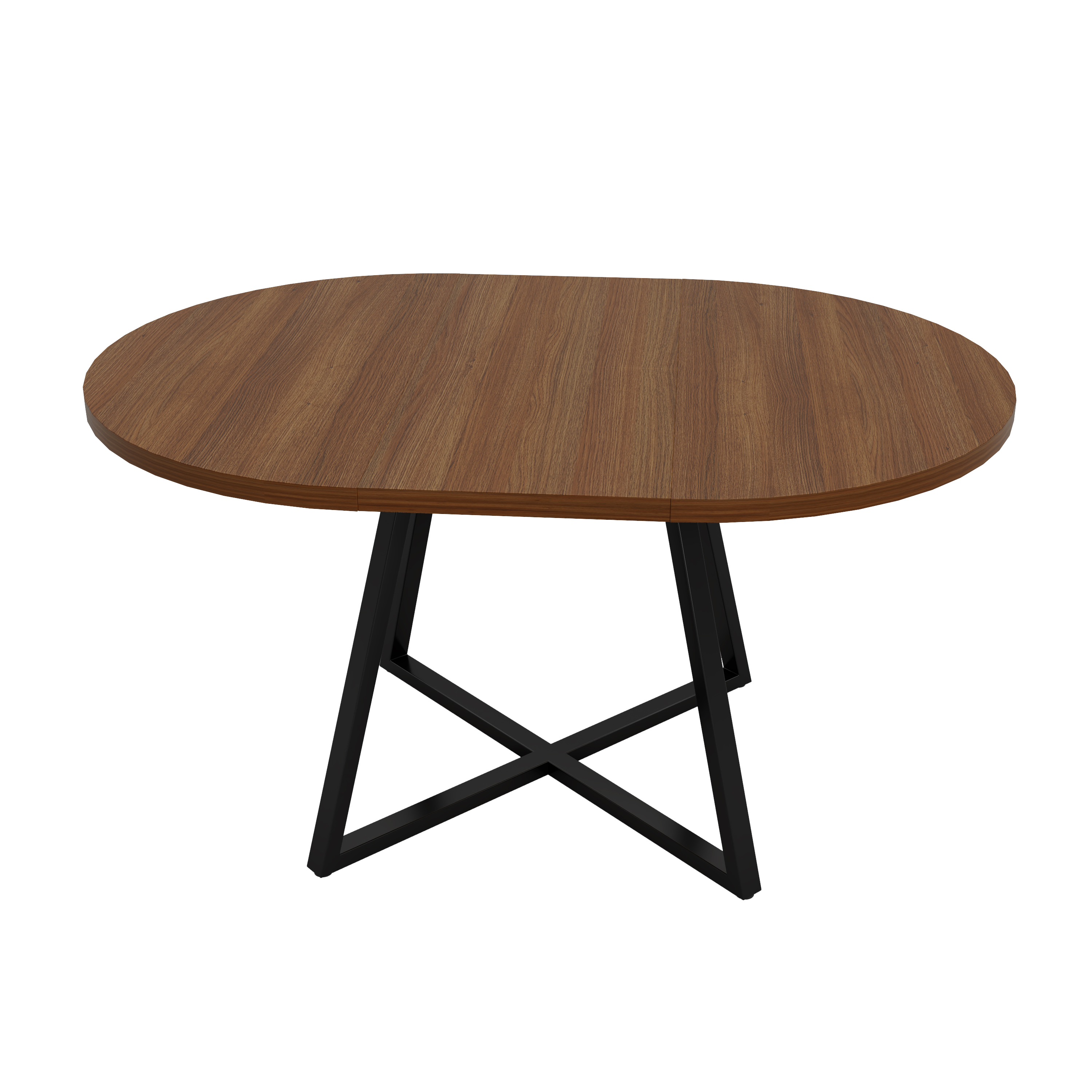 Table à manger extensible ronde 100–140 cm x 100 x 75 cm pour 4 à 6 personnes, MDF, Effet noyer - détails