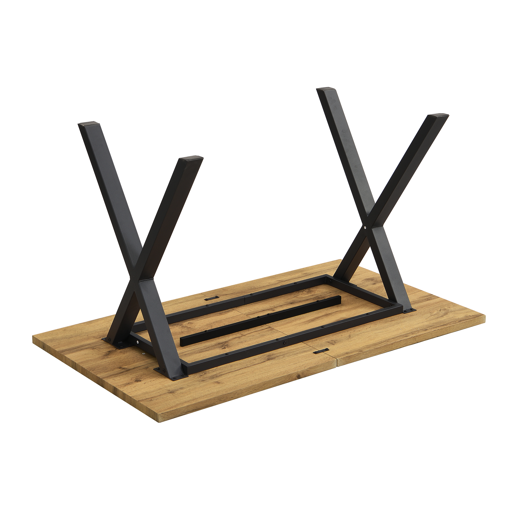 Table à manger, 140 x 80 x 76 cm, métal et MDF, noir - vue 8