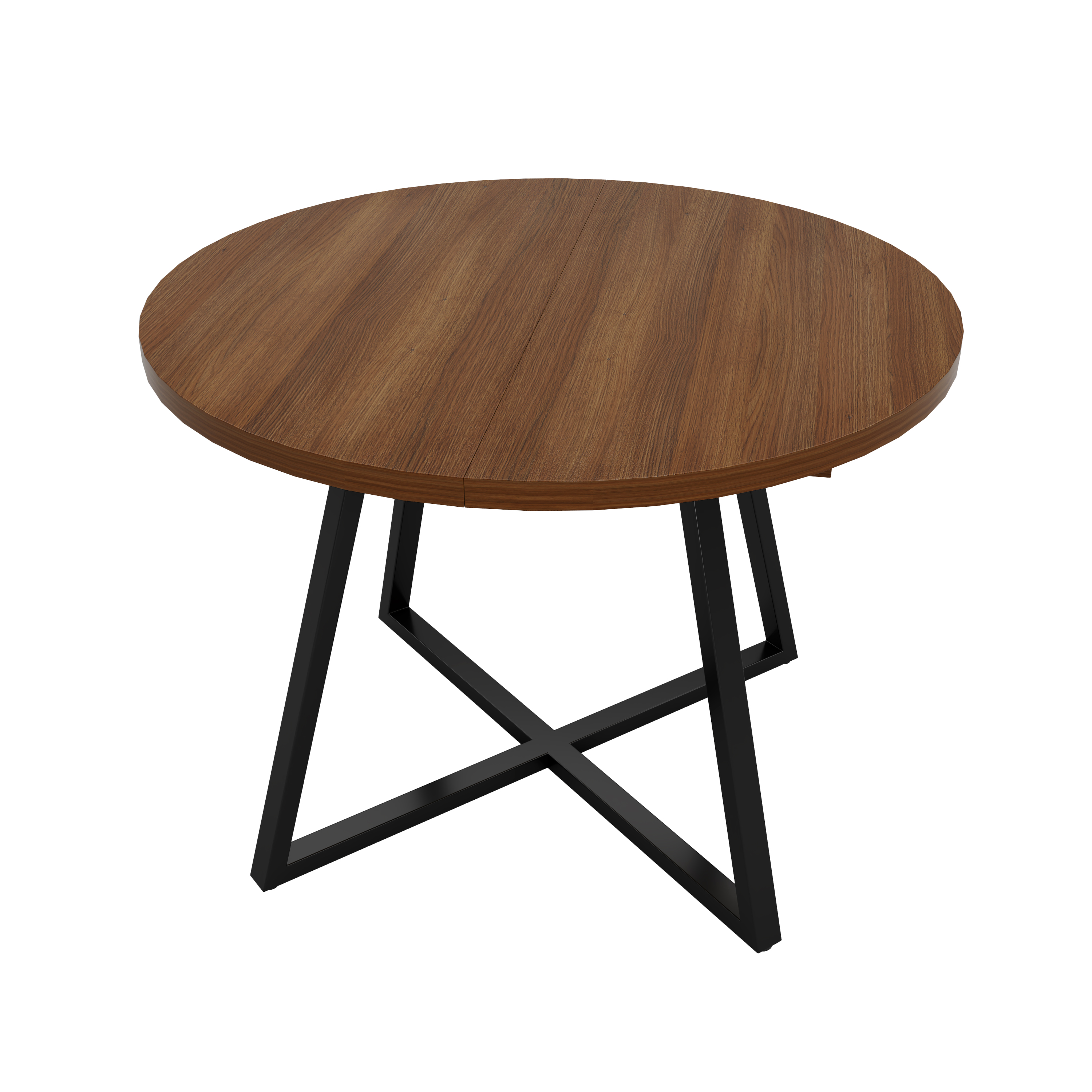 Table à manger extensible ronde 100–140 cm x 100 x 75 cm pour 4 à 6 personnes, MDF, Effet noyer - vue complémentaire