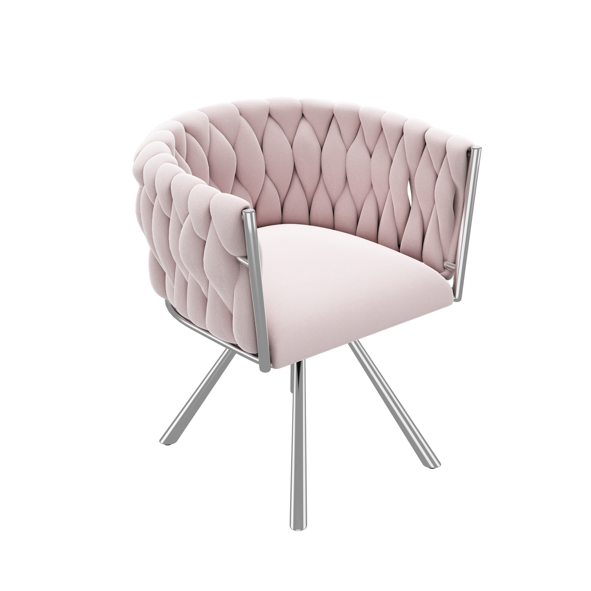 Chaise de salle à manger, 1 pièce, métal et velours, rose - vue 7