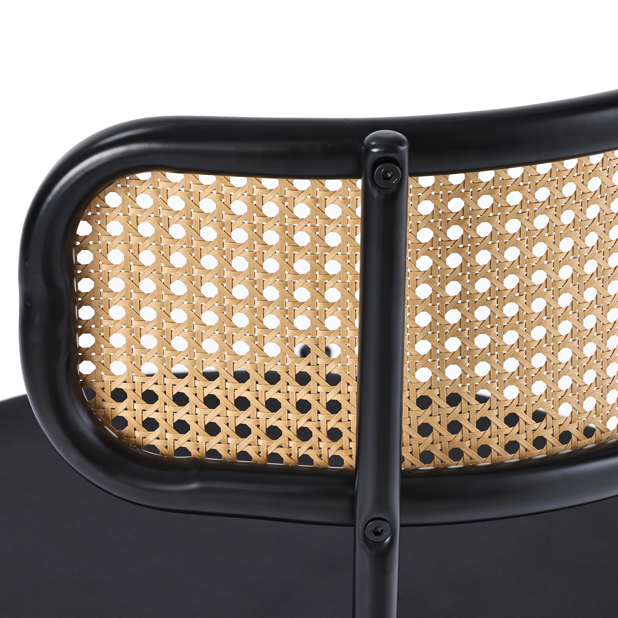 Lot de 2 chaises de salle à manger avec dossier en rotin, Noir - vue complémentaire