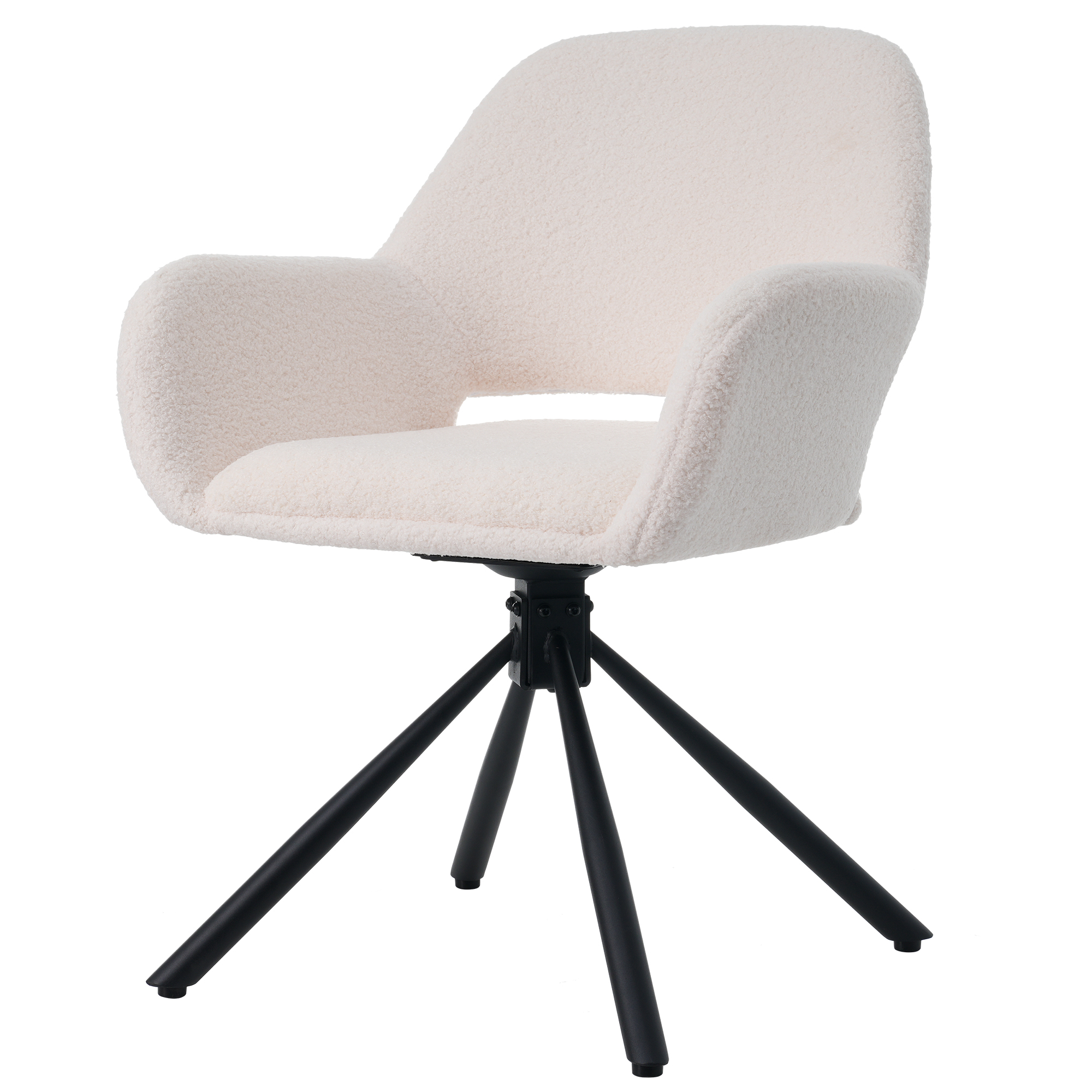 Chaise de salle à manger, lot de 6, rotation à 360°, tissu, blanc - vue 5