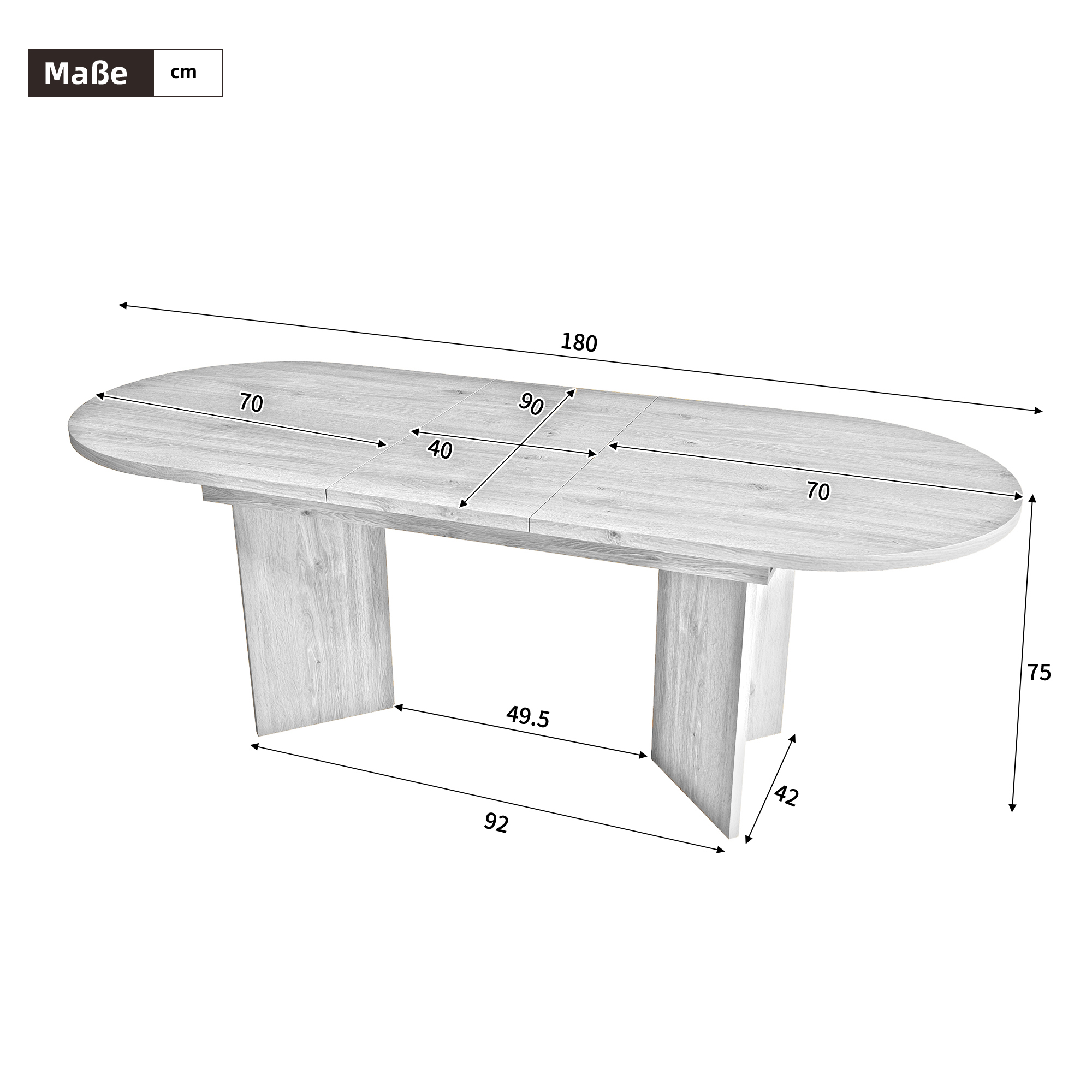 Table à manger pliante et extensible en MDF, plateau 18 mm, 4 à 8 personnes - vue 4