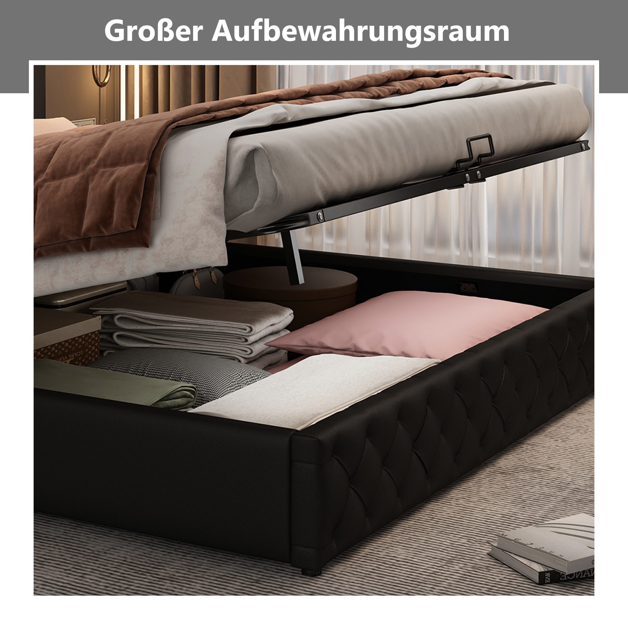 Rangement sous sommier relevable
