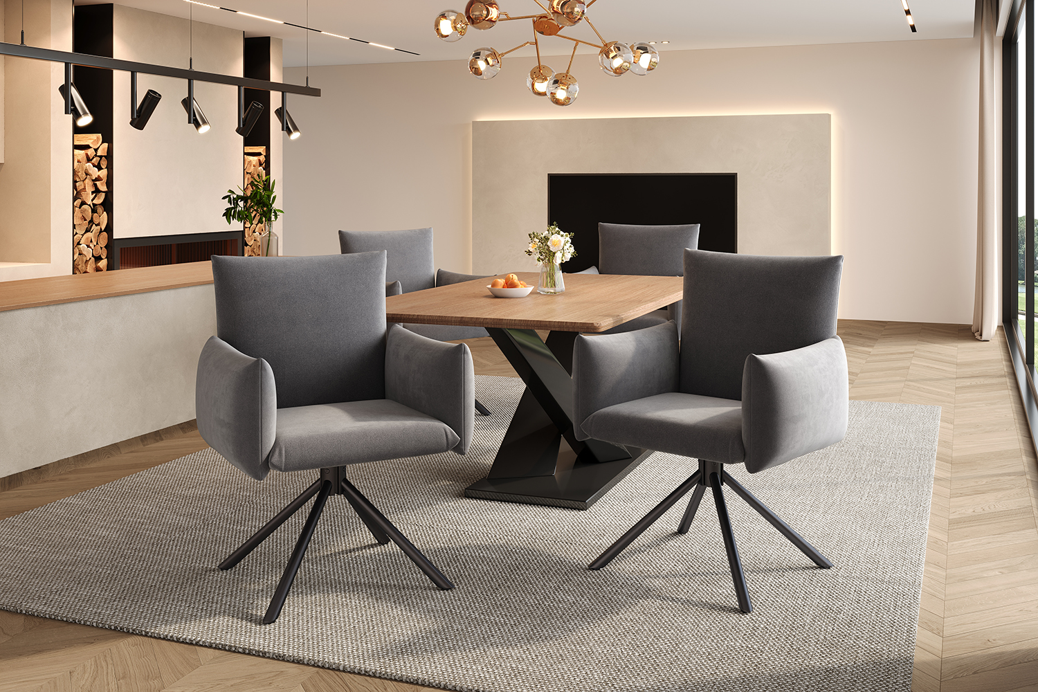 Lot de 4 chaises de salle à manger rembourrées ave - image 8