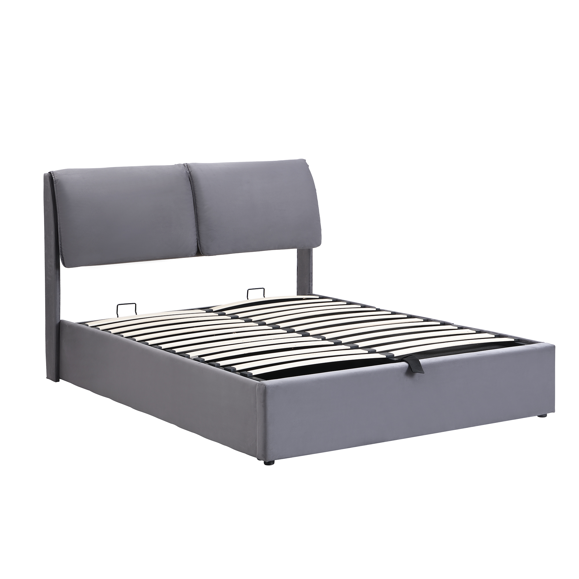 Lit capitonné design gris velours