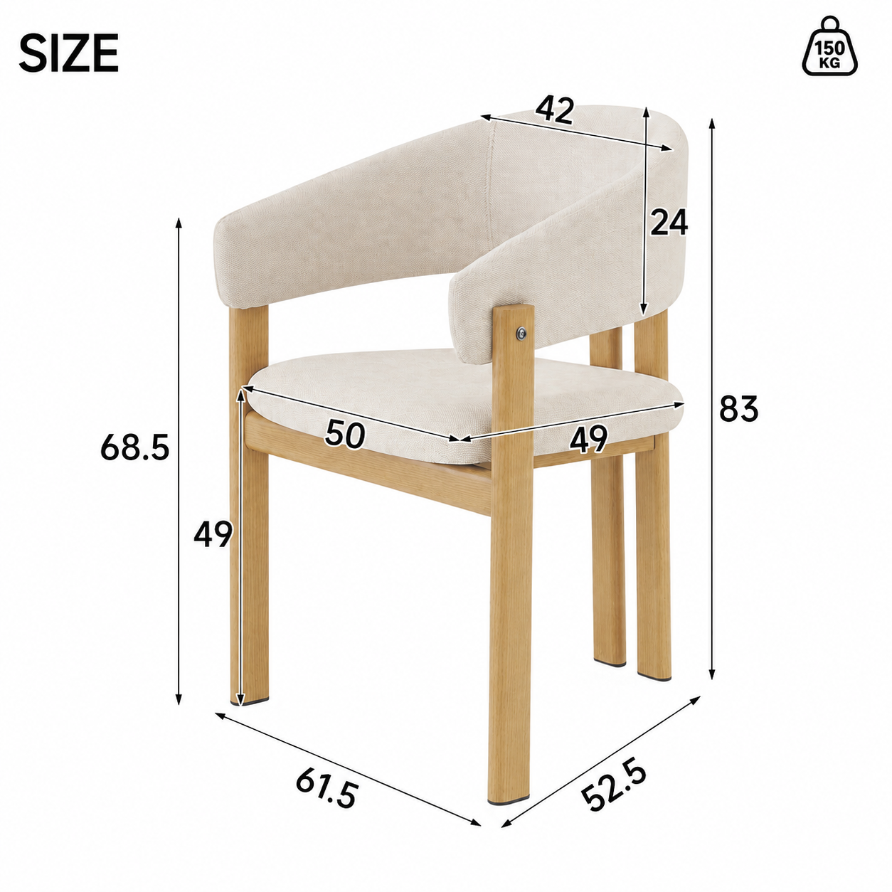Dimensions du chaise de salle à manger
