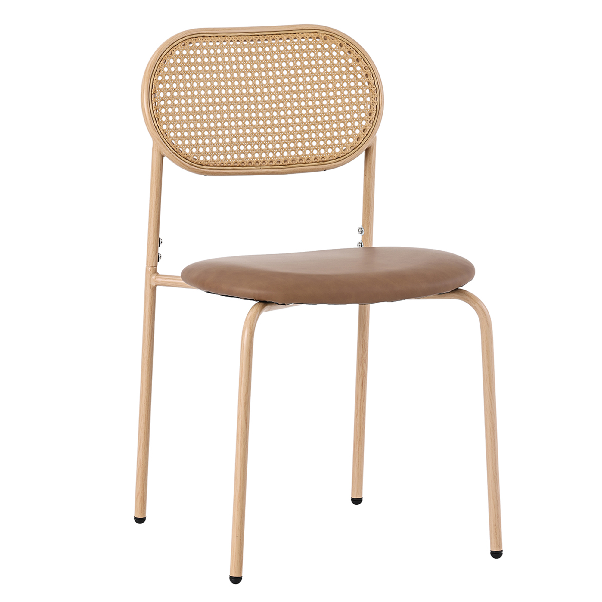 Chaise de salle à manger, lot de 6, détails en rotin, métal, marron - vue 4