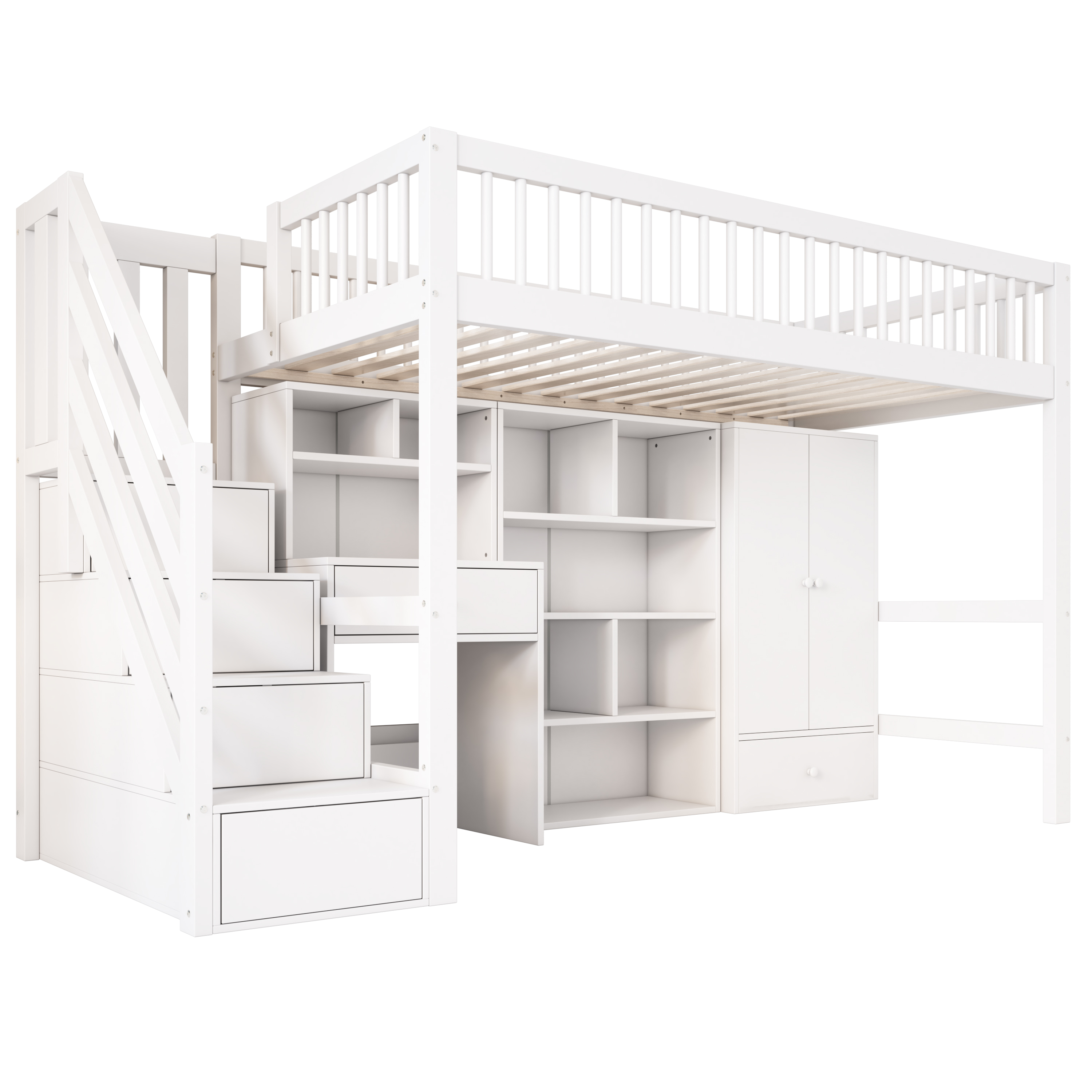 Armoire-penderie, bois massif, blanc - vue 3