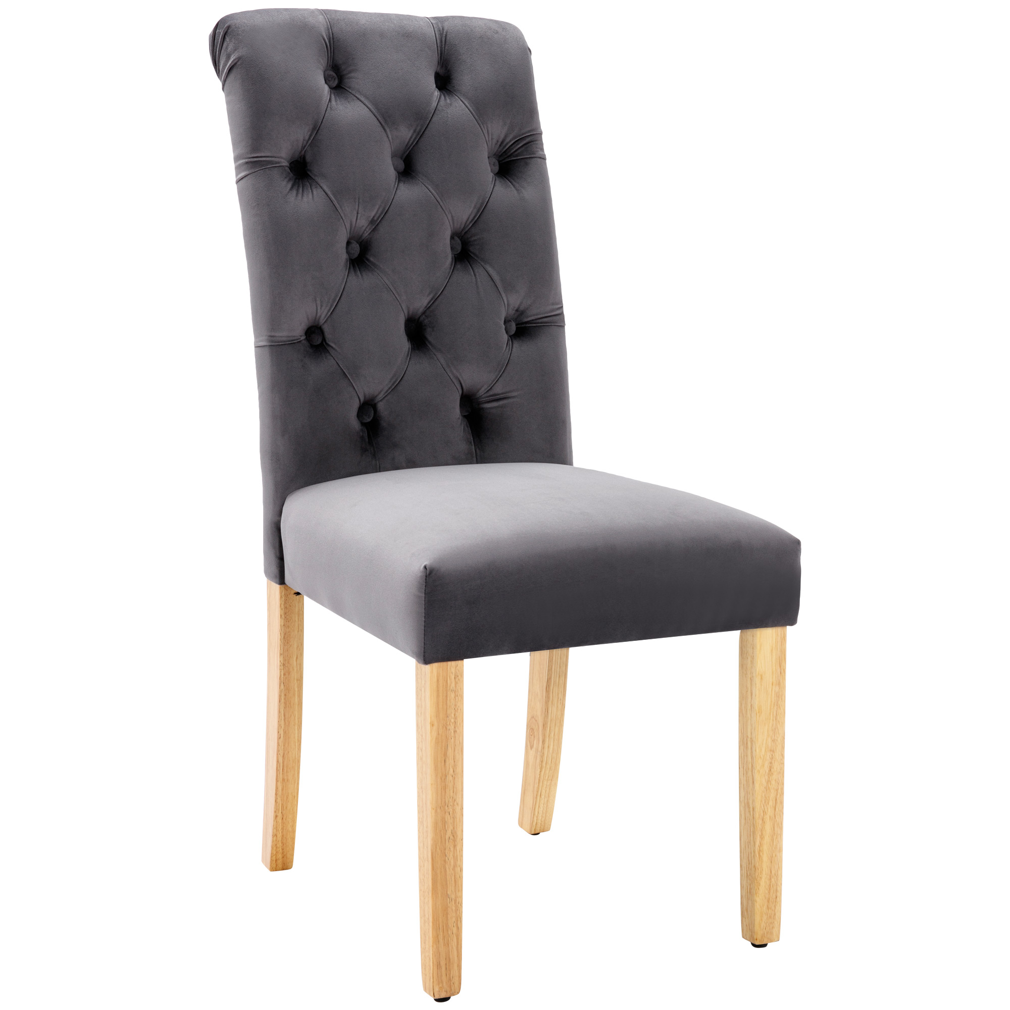 Chaise de salle à manger, lot de 6, velours, chêne - vue 4