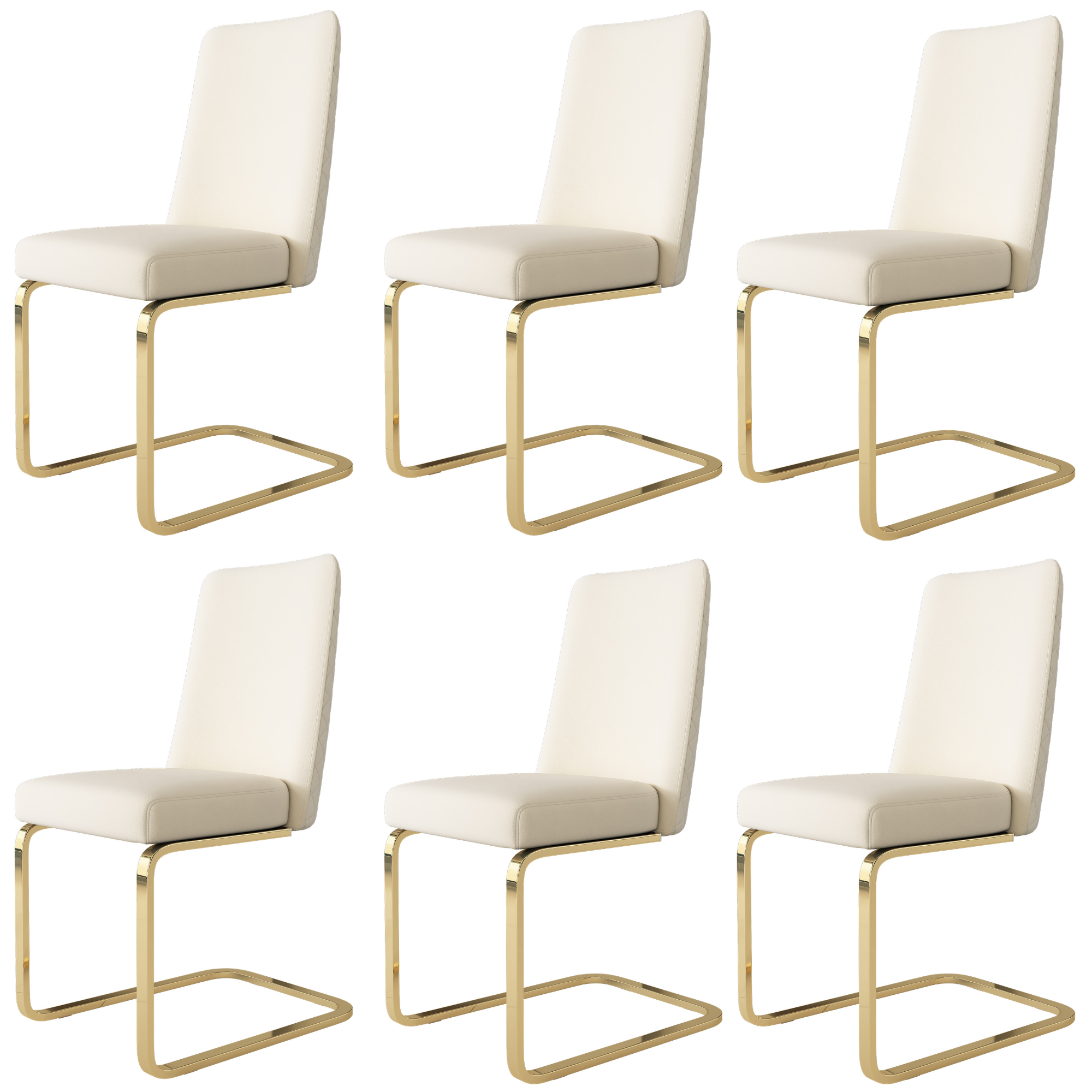 Chaise de salle à manger, lot de 6, métal et velours, beige - vue 7
