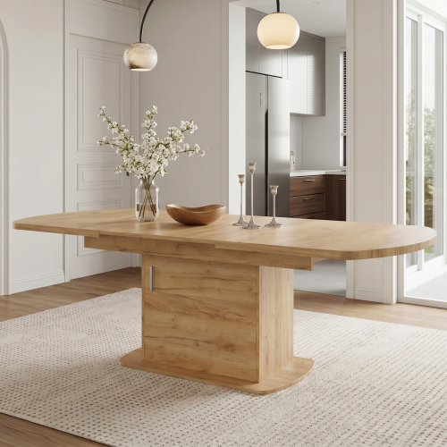 Design de la table extensible avec rangement sous le plateau