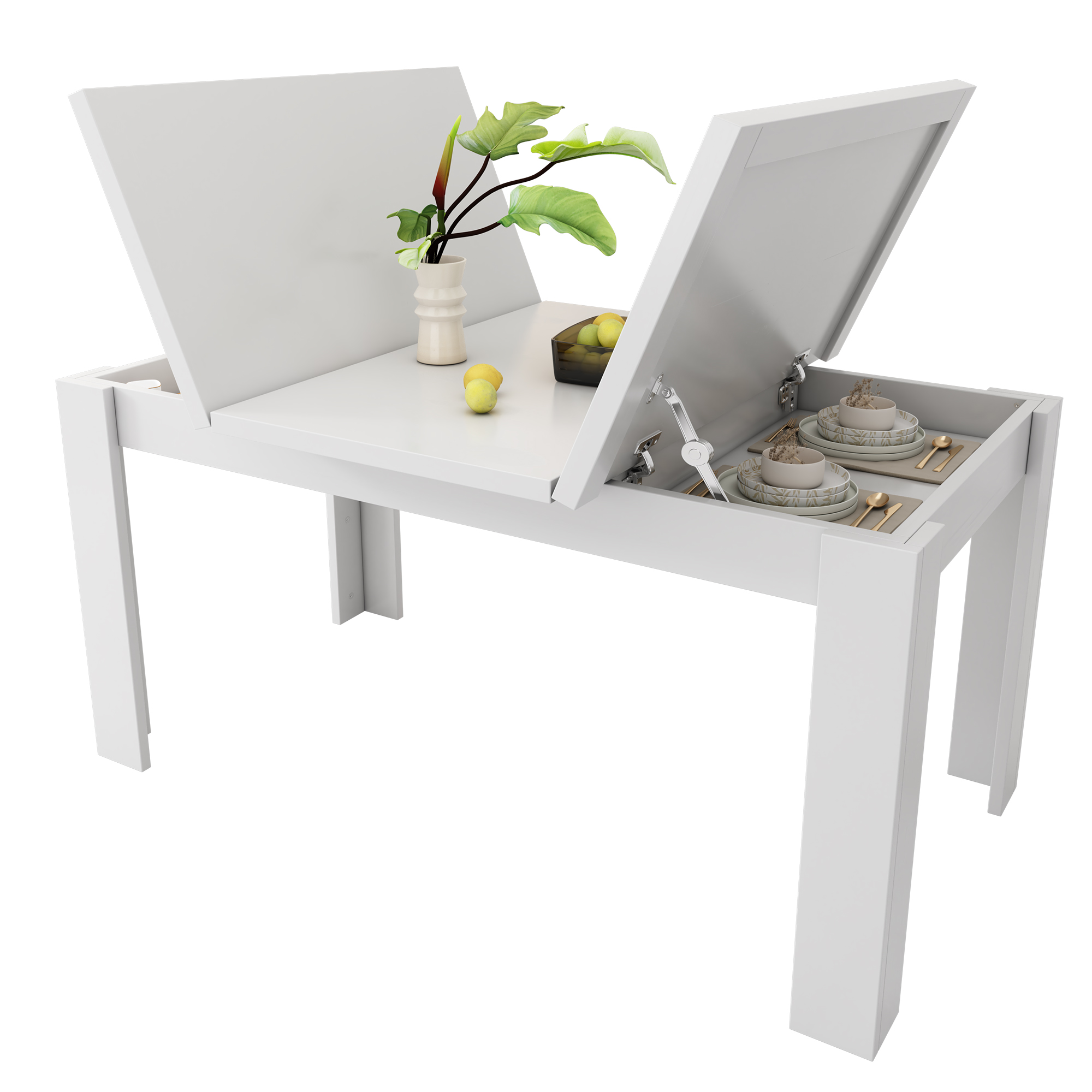 Table à manger, 120 x 70 x 75 cm, MDF, blanc - vue 5