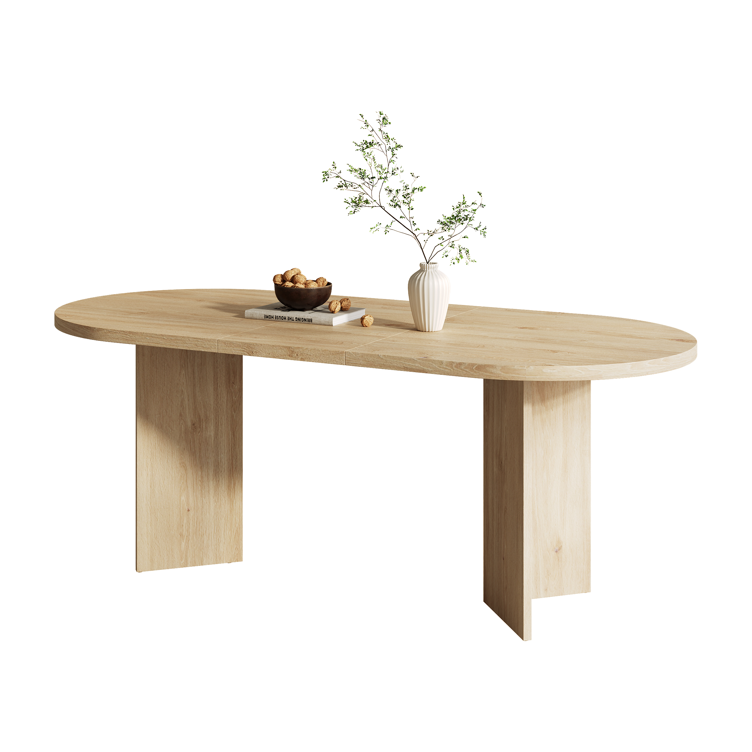 Table à manger, 160 x 80 x 75 cm, MDF, chêne - vue 8