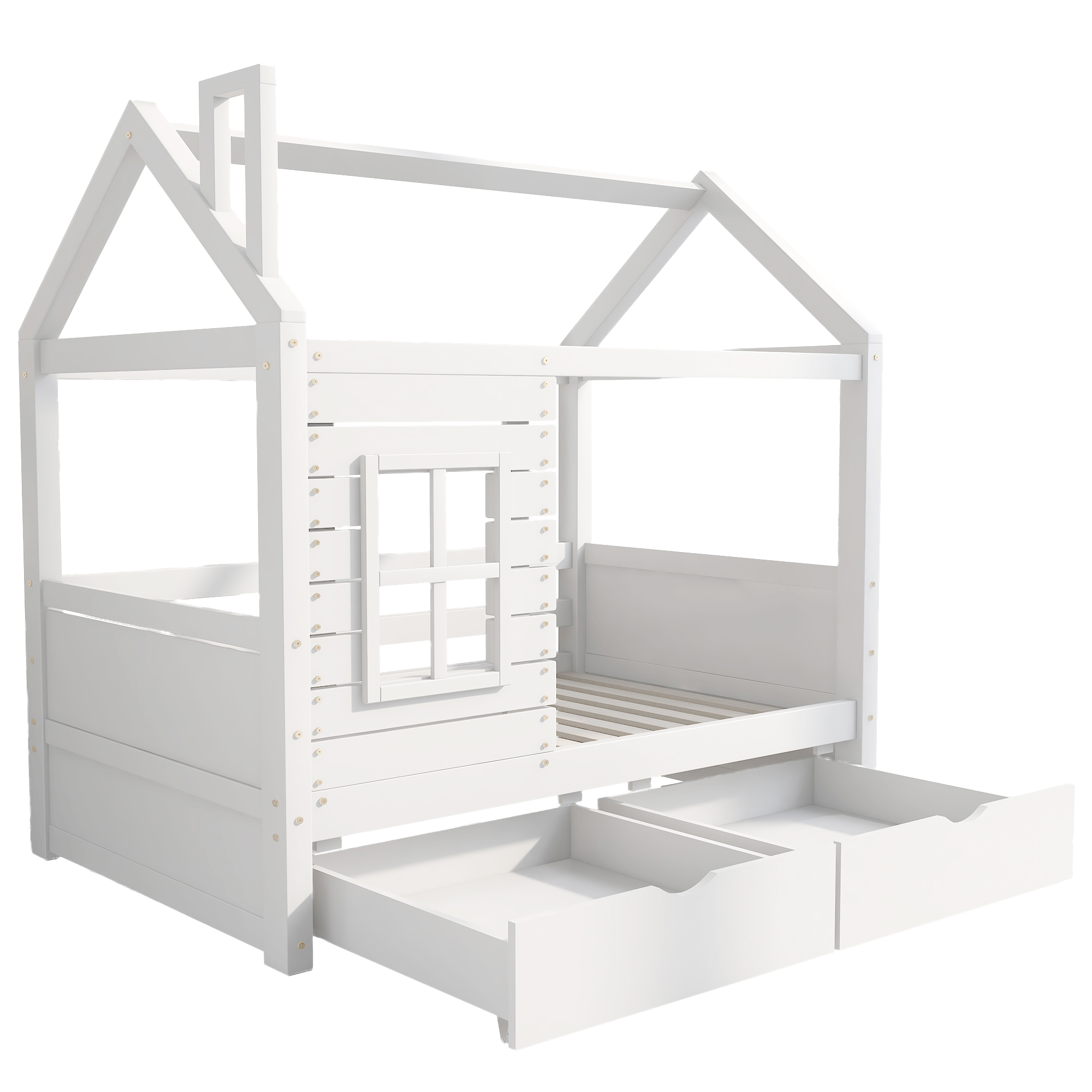Lit enfant, bois massif, blanc - vue 7