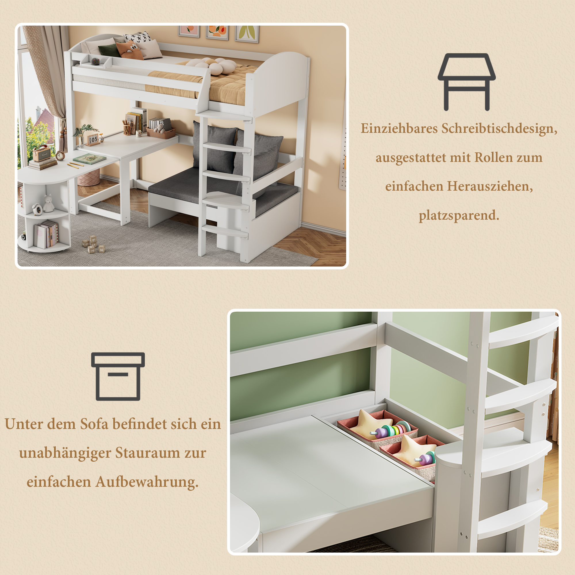 Lit mezzanine design blanc moderne