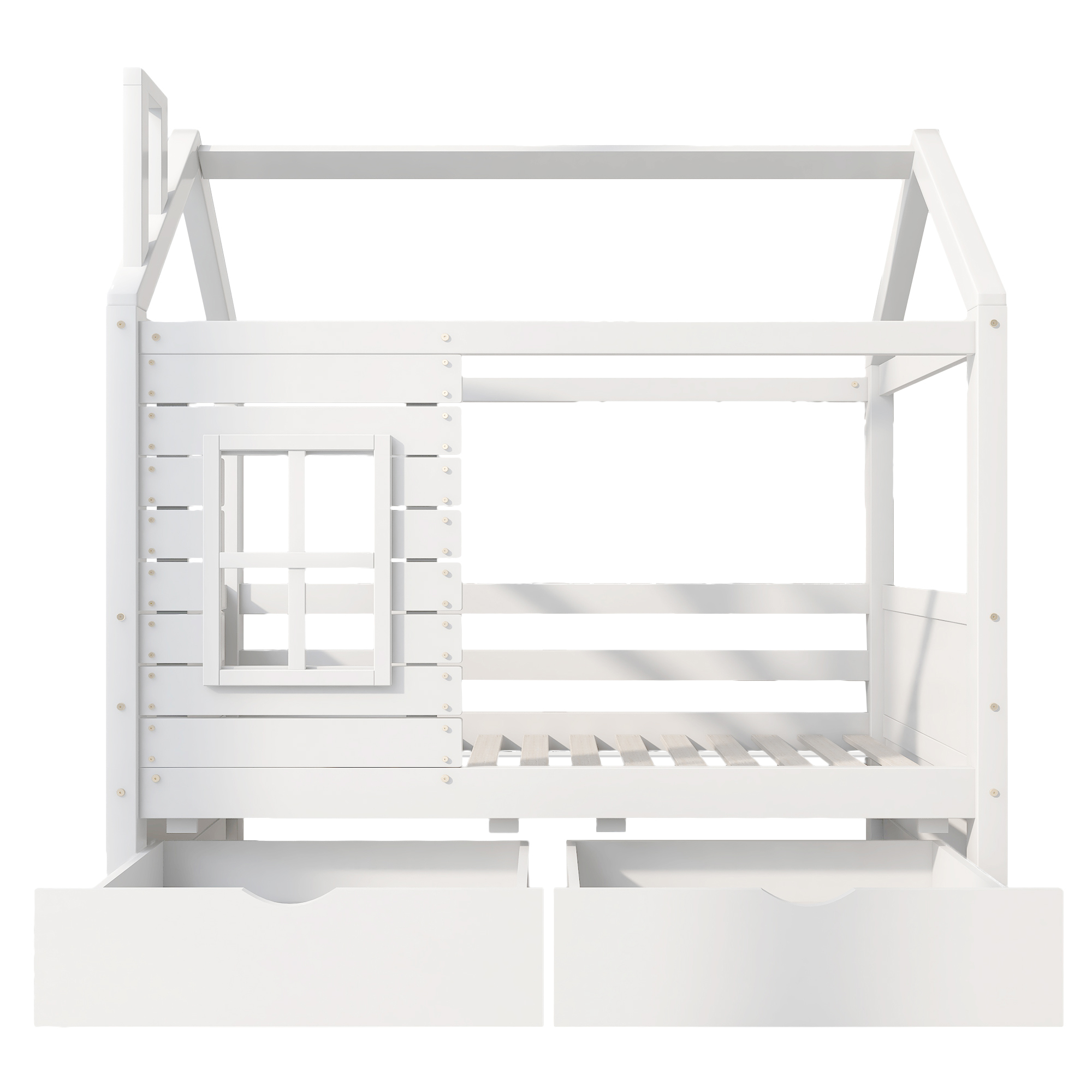 Lit enfant, bois massif, blanc - vue 5