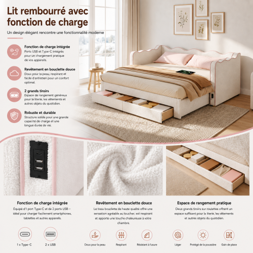 Tissu bouclé et velours