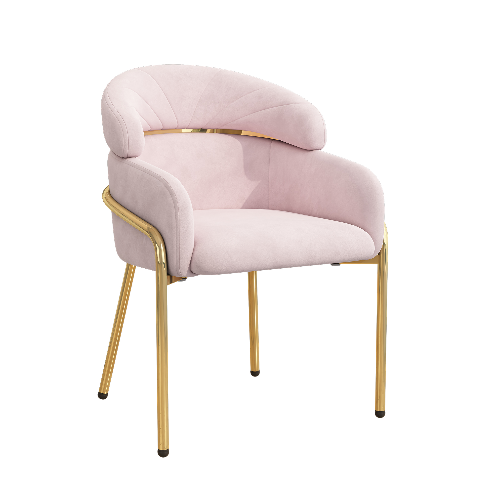 Chaise de salle à manger, 1 pièce, 56,9 x 54,5 x 79 cm, métal et velours, rose - vue 5