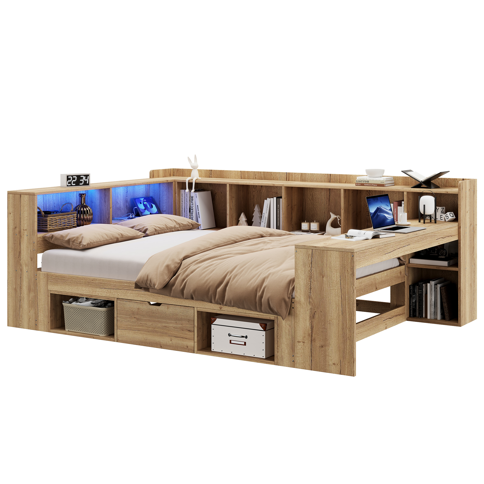 Lit ado L design naturel moderne