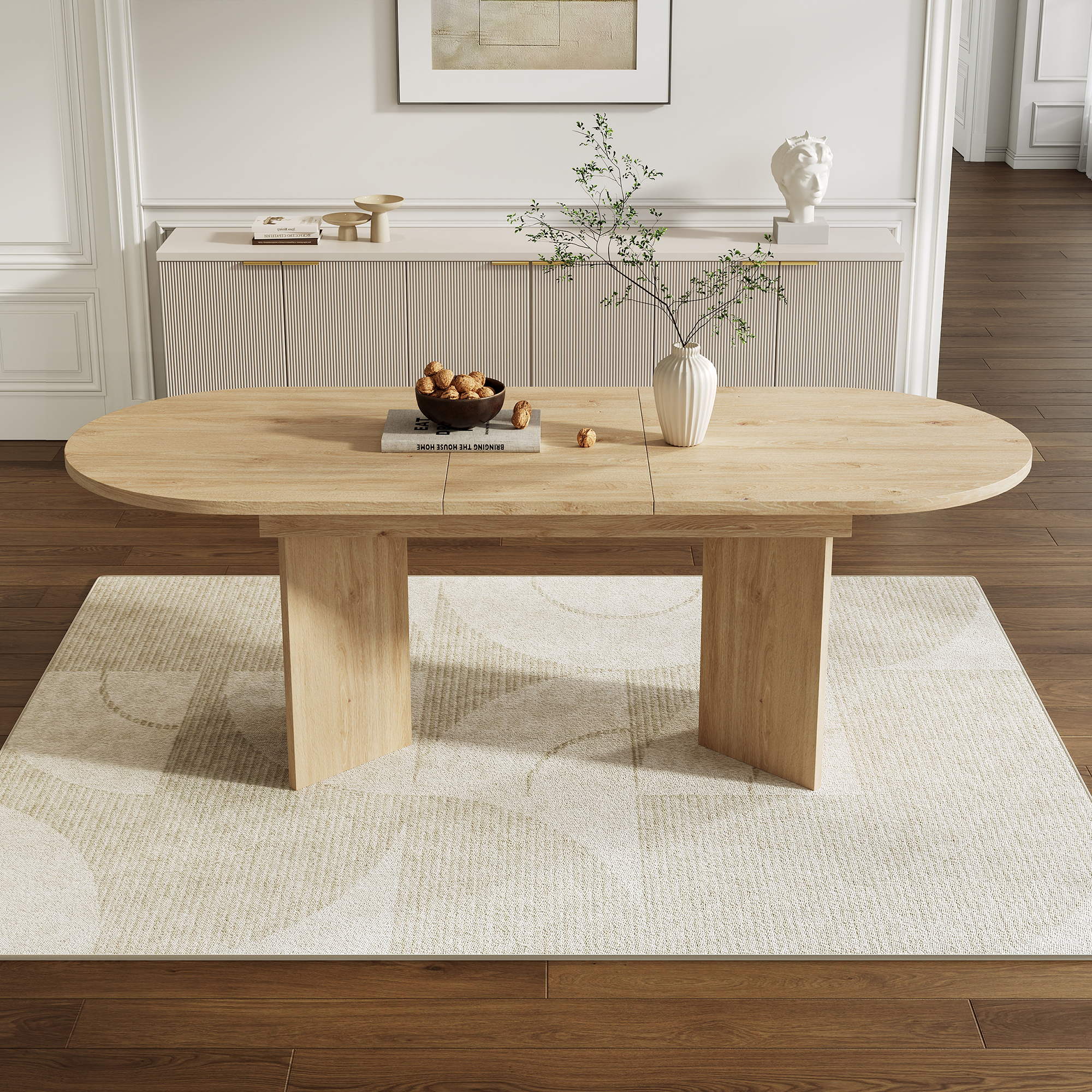 Table à manger pliante et extensible en MDF, plateau 18 mm, 4 à 8 personnes - vue 3