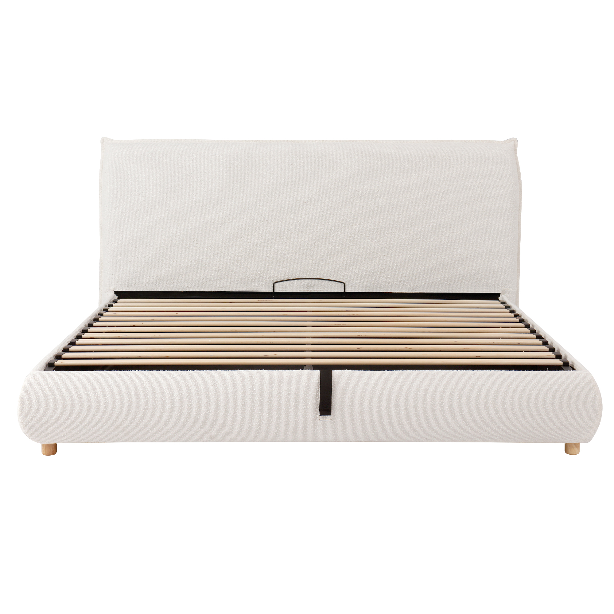 Lit rembourré, tête de lit, 180 x 200 cm, bois massif, blanc - vue 7