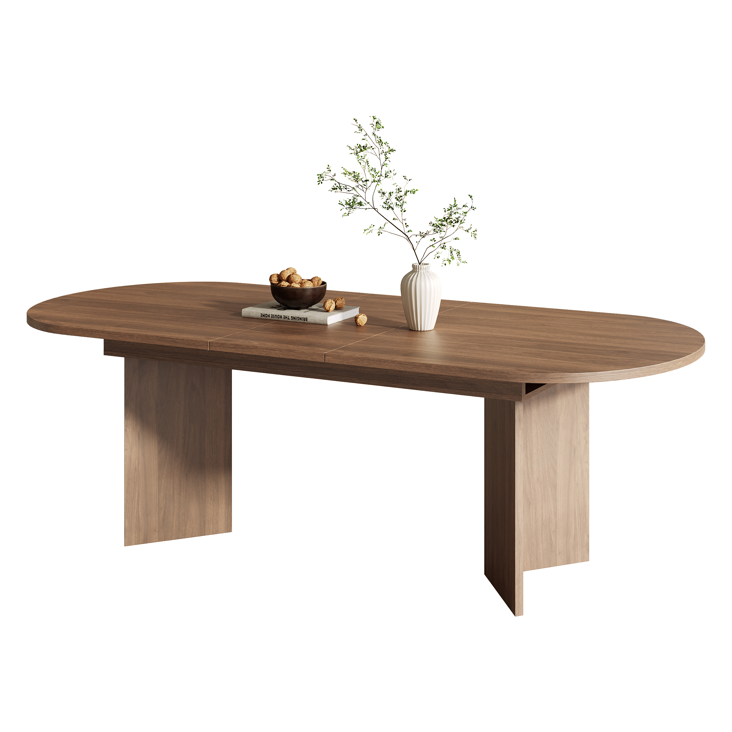 Table à manger extensible, 200 x 90 x 75 cm, MDF, noyer - vue 8