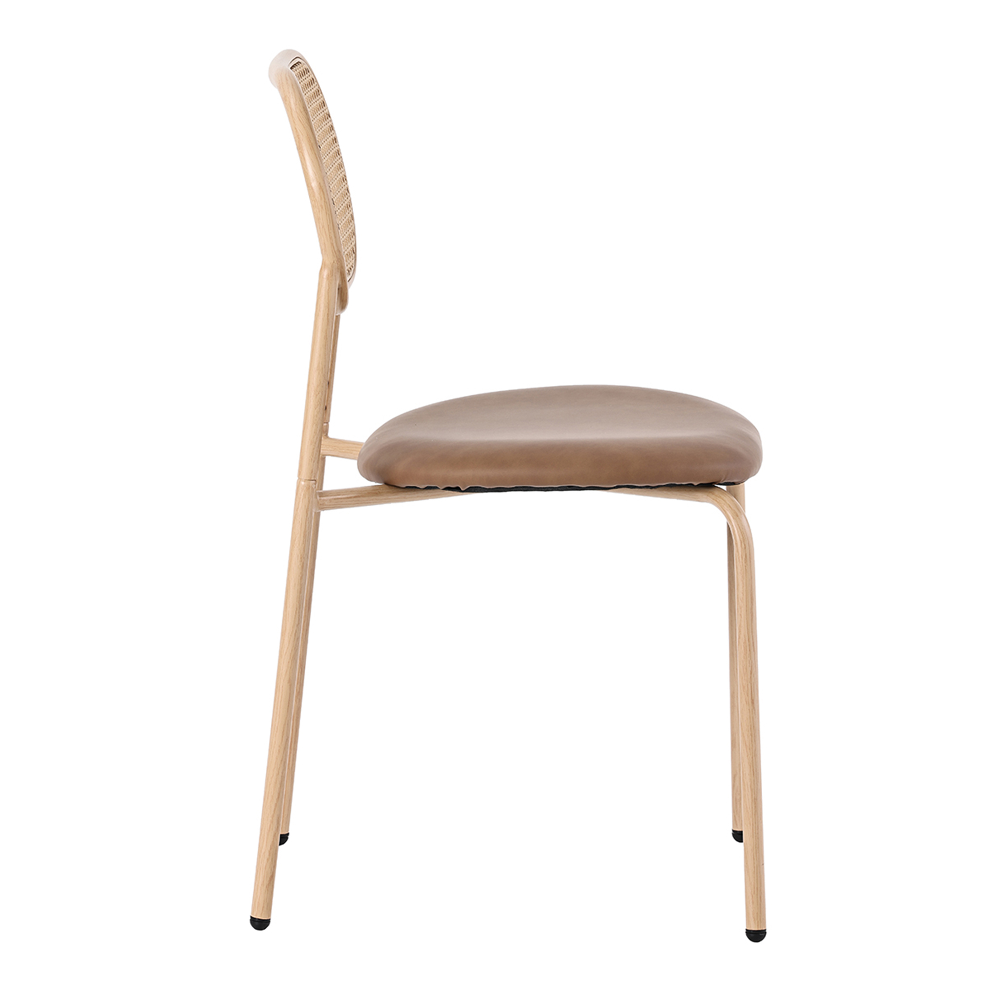 Chaise de salle à manger, lot de 6, détails en rotin, métal, marron - vue 5