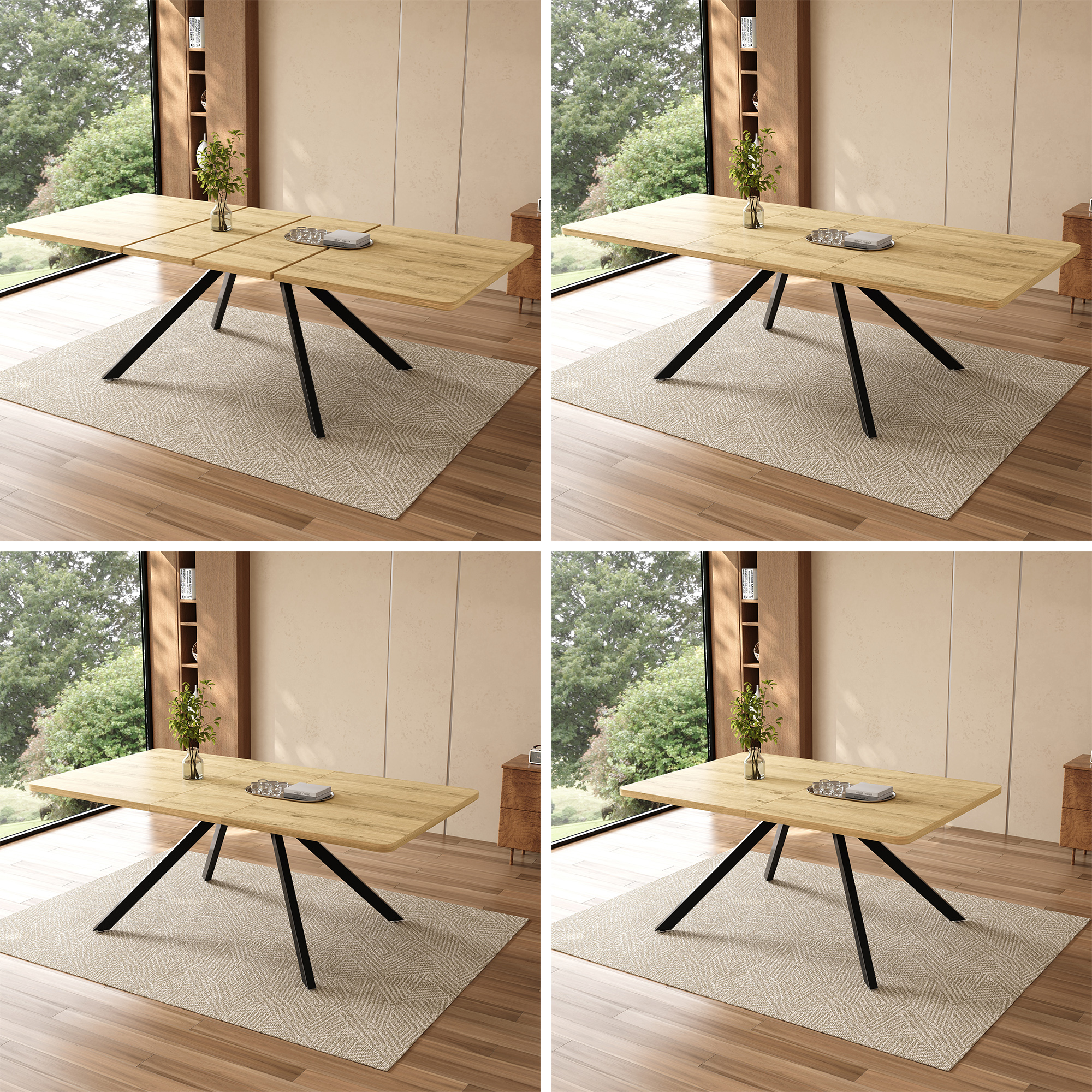Table à manger extensible 240 x 90 x 74,5 cm, coloris chêne avec 6-10 personnes