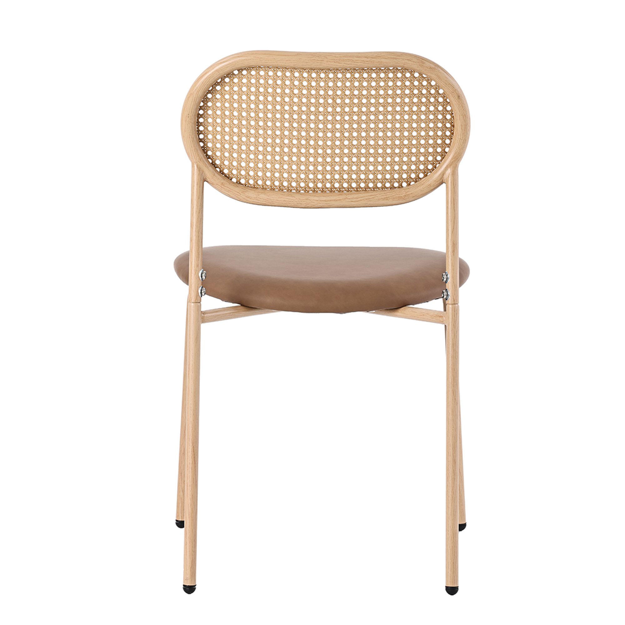 Chaise de salle à manger, lot de 4, détails en rotin, métal et rotin, marron - vue 8
