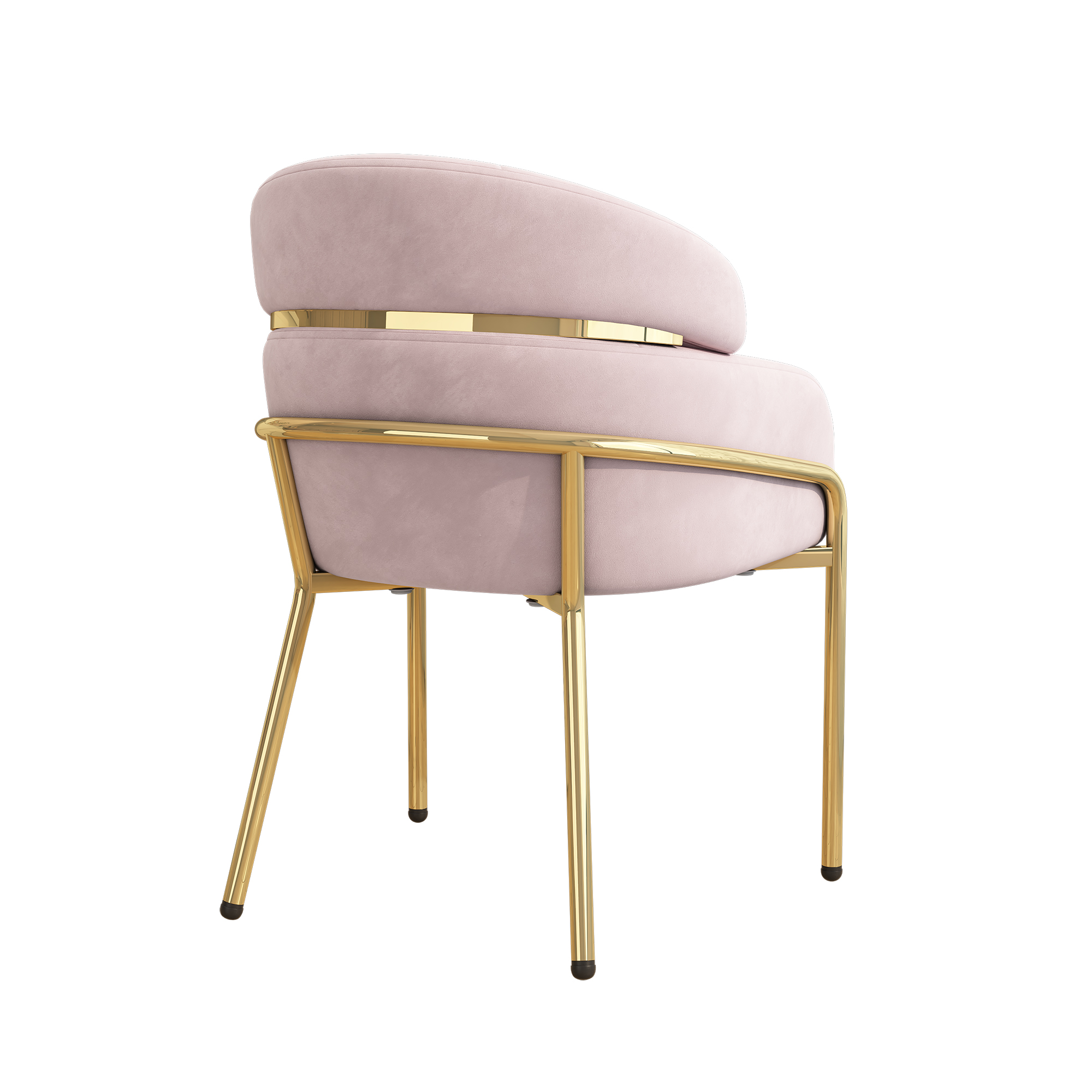 Chaise de salle à manger, 1 pièce, 56,9 x 54,5 x 79 cm, métal et velours, rose - vue 3
