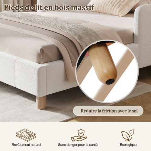 Tête de lit inclinée et pieds bois