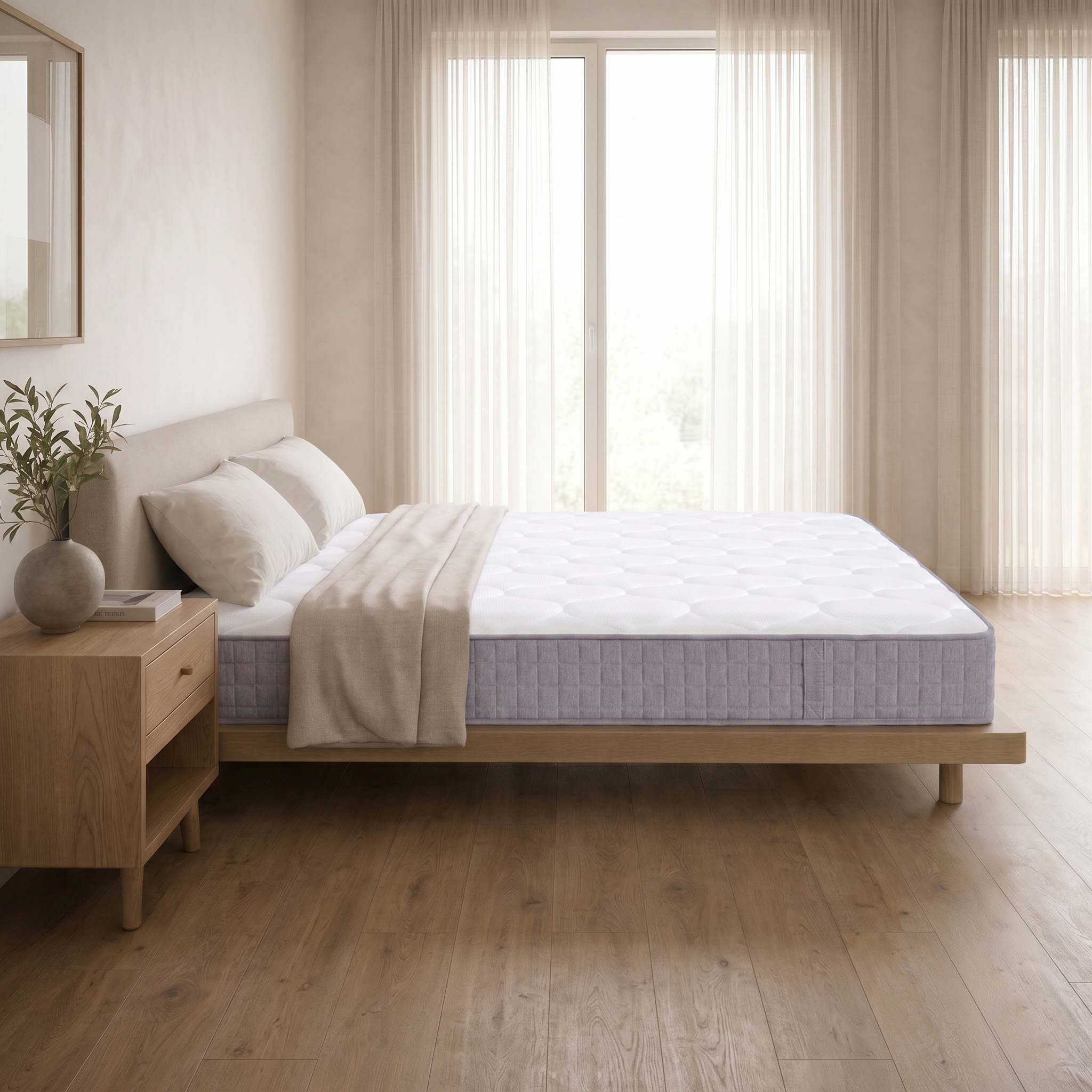 Matelas, 90 x 200 cm, 25 cm d’épaisseur, fermeté H3, 7 zones de confort, ressorts ensachés, 200 x 90 x 25 cm, mousse et ressorts, blanc - vue 3