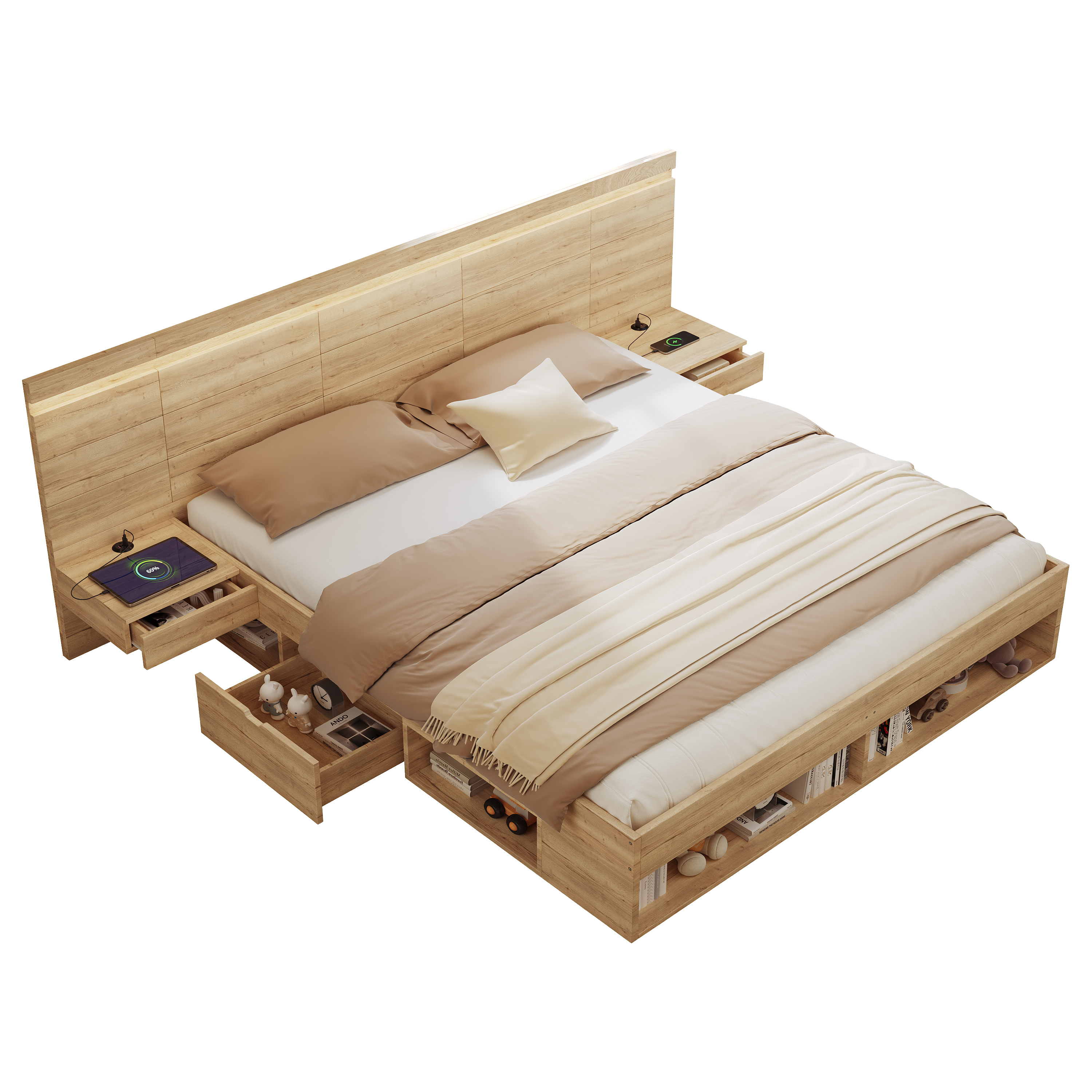Lit double design naturel moderne