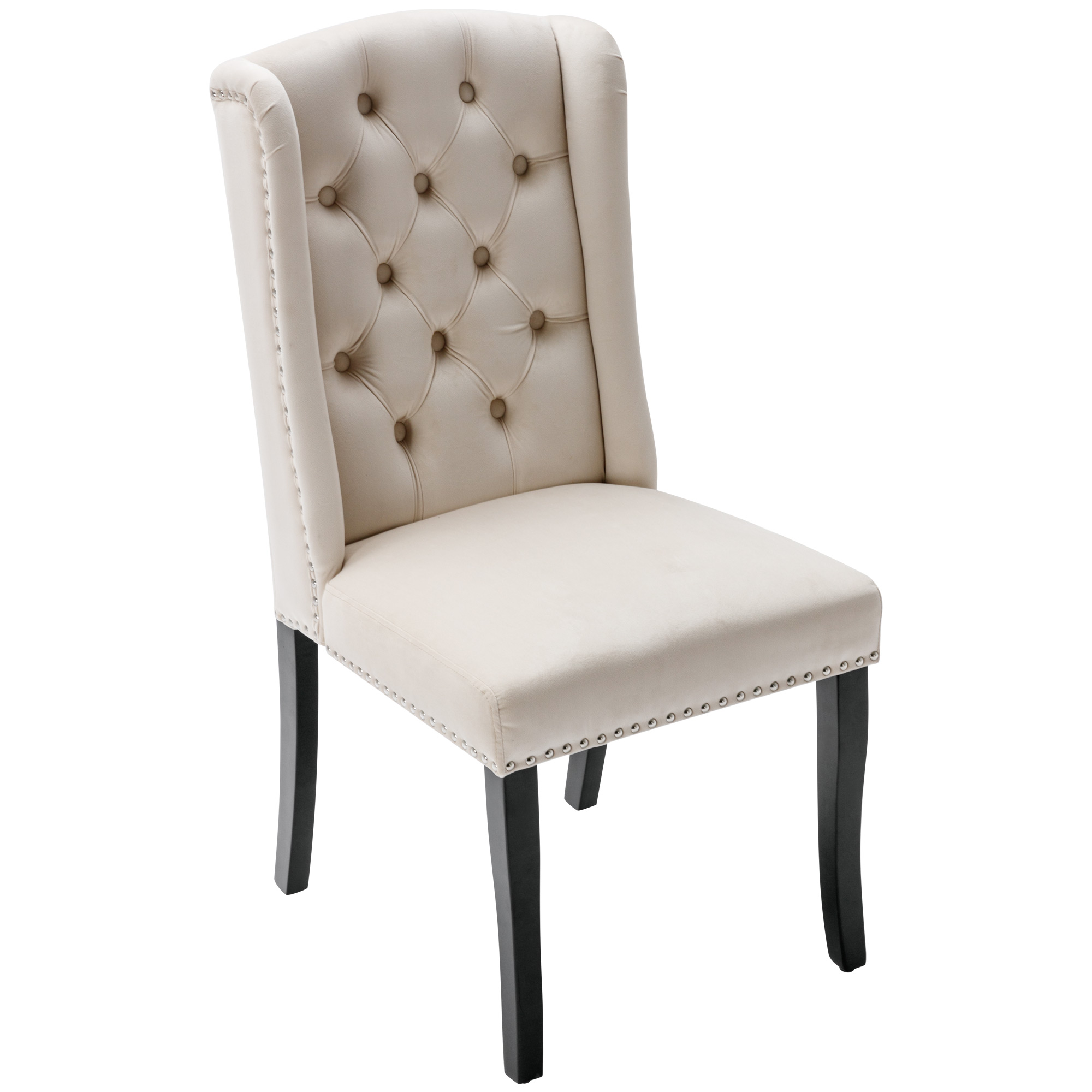 Chaise de salle à manger, lot de 6, velours, beige - vue 7
