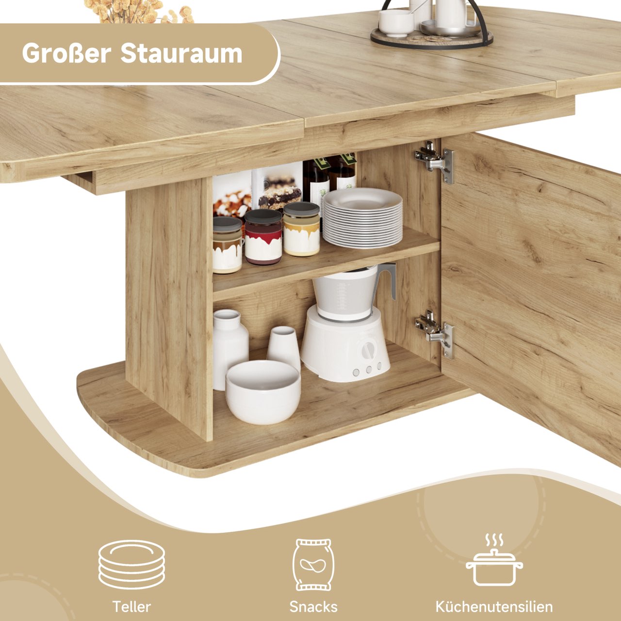 Table extensible multifonctionnelle pour repas et travail